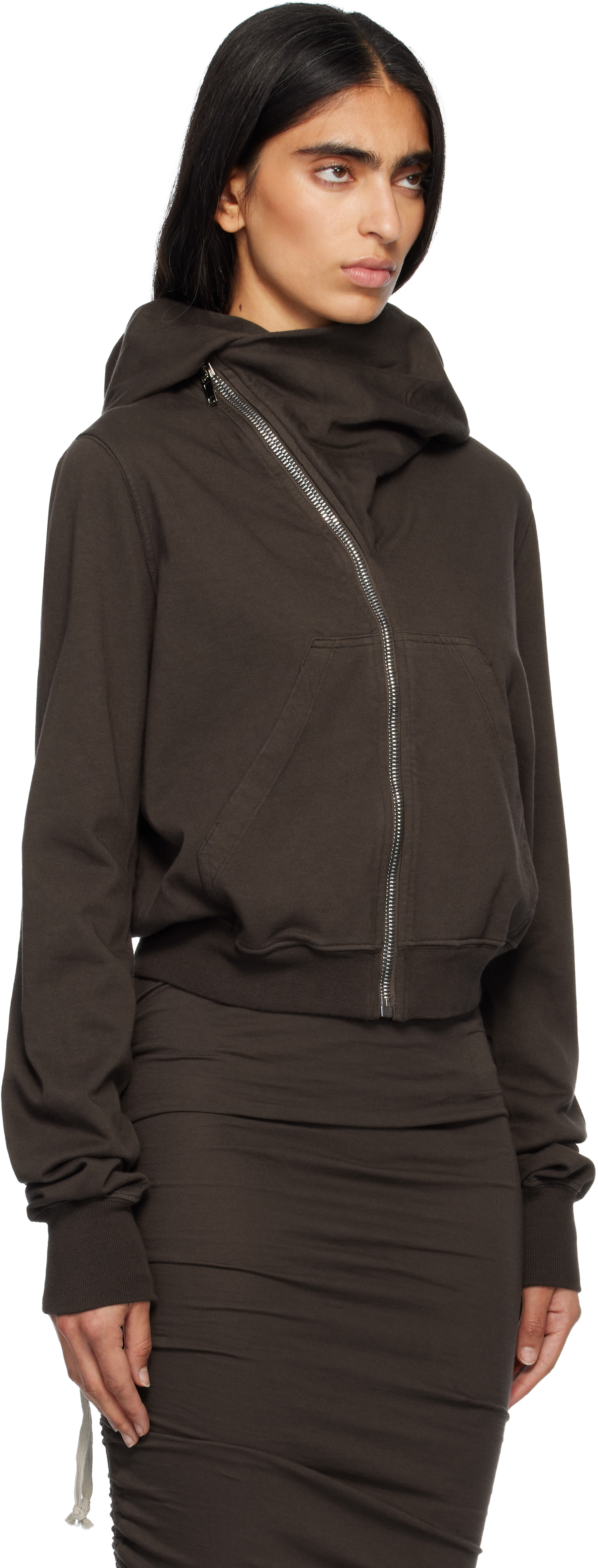 Rick Owens Drkshdw Gray Concordians Mountain Hoodie In Brown