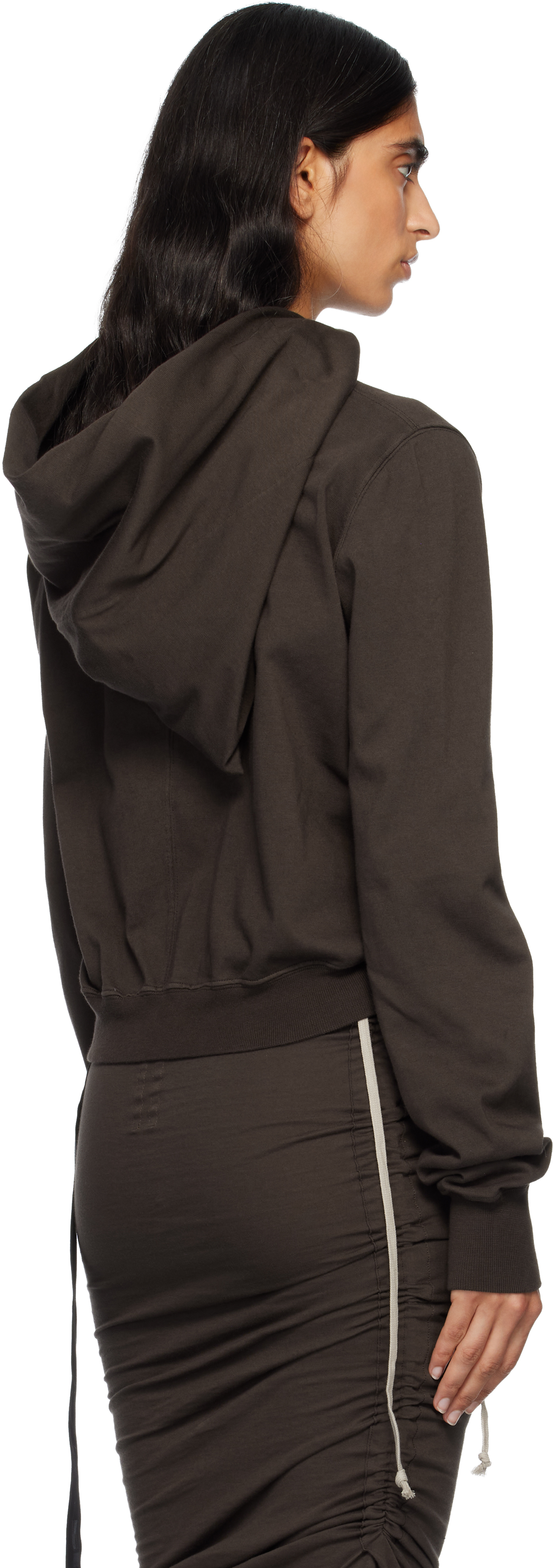 Rick Owens Drkshdw Gray Concordians Mountain Hoodie In Brown