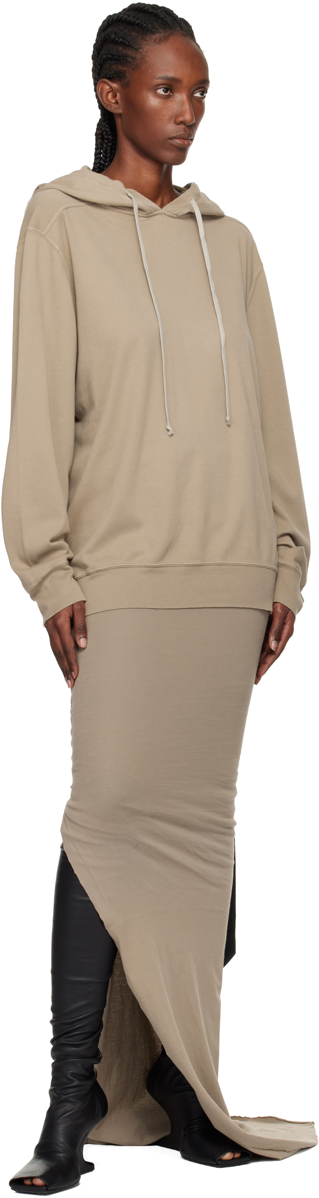 Rick Owens Drkshdw Taupe Concordians Oversized Hoodie In Neutral