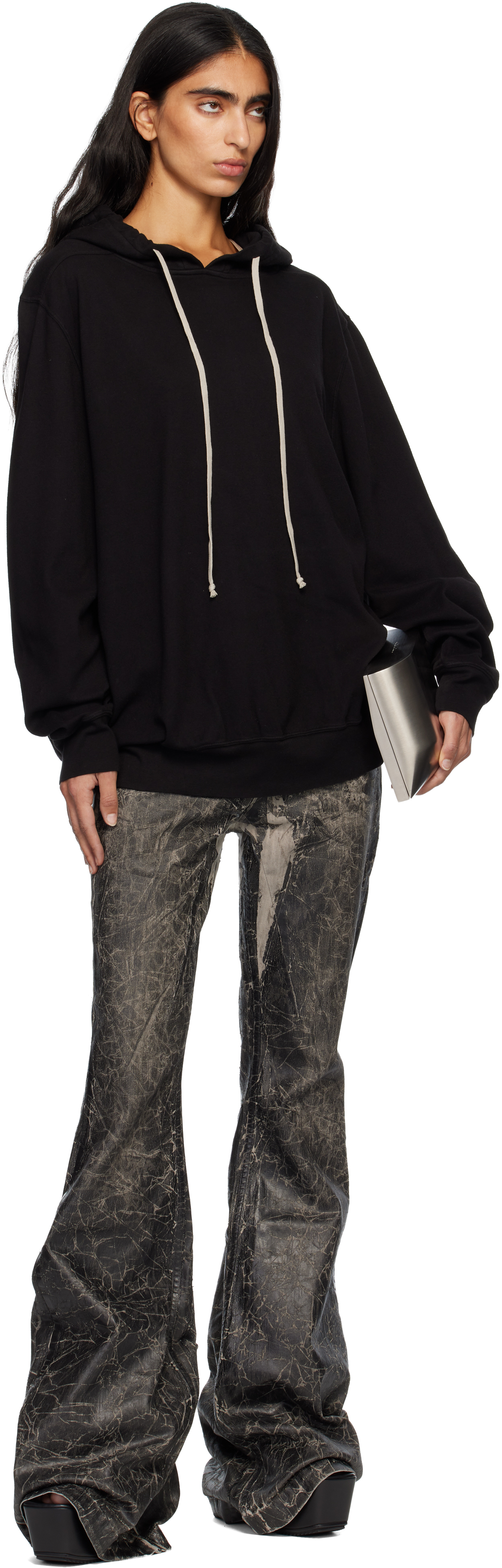 Rick Owens Drkshdw Black Concordians Oversized Hoodie In Black