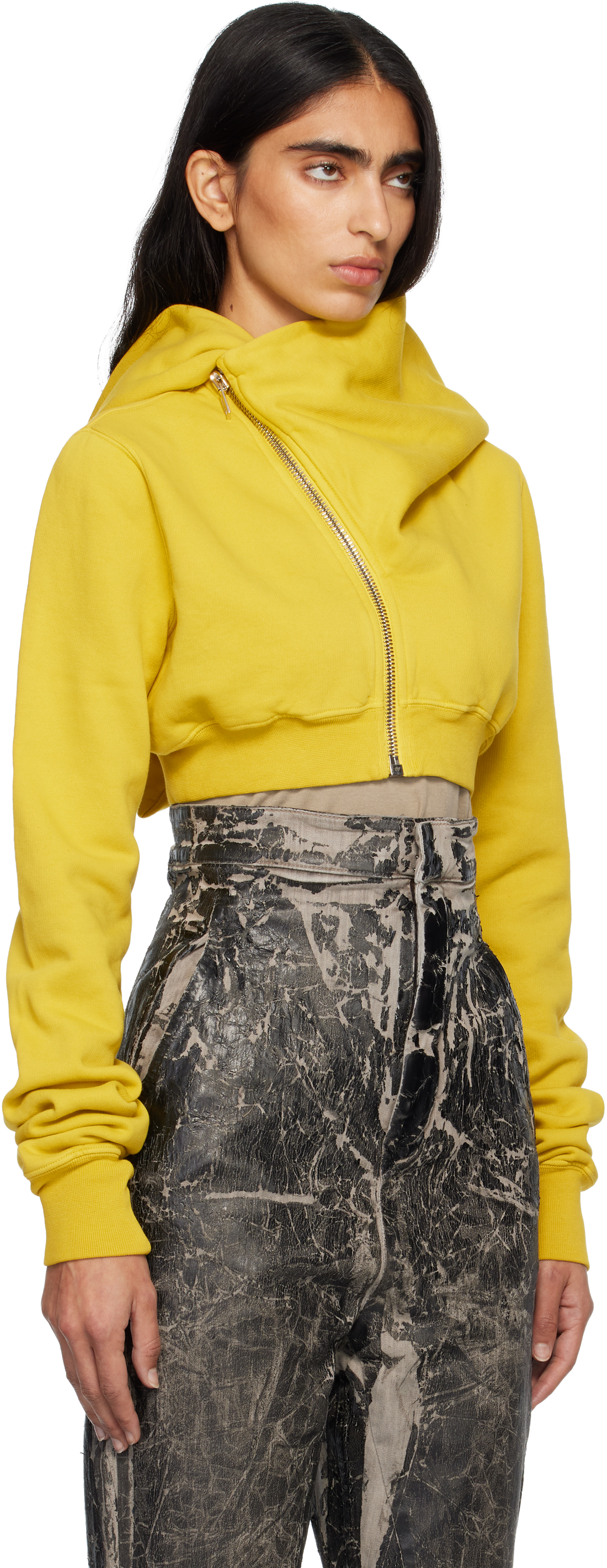 Rick Owens Drkshdw Yellow Concordians Micro Mountain Hoodie In Yellow