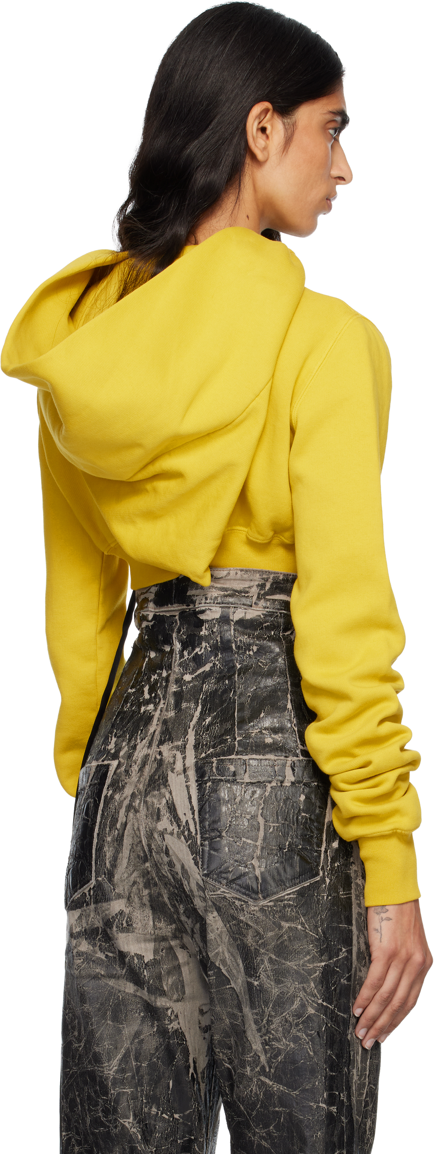 Rick Owens Drkshdw Yellow Concordians Micro Mountain Hoodie In Yellow