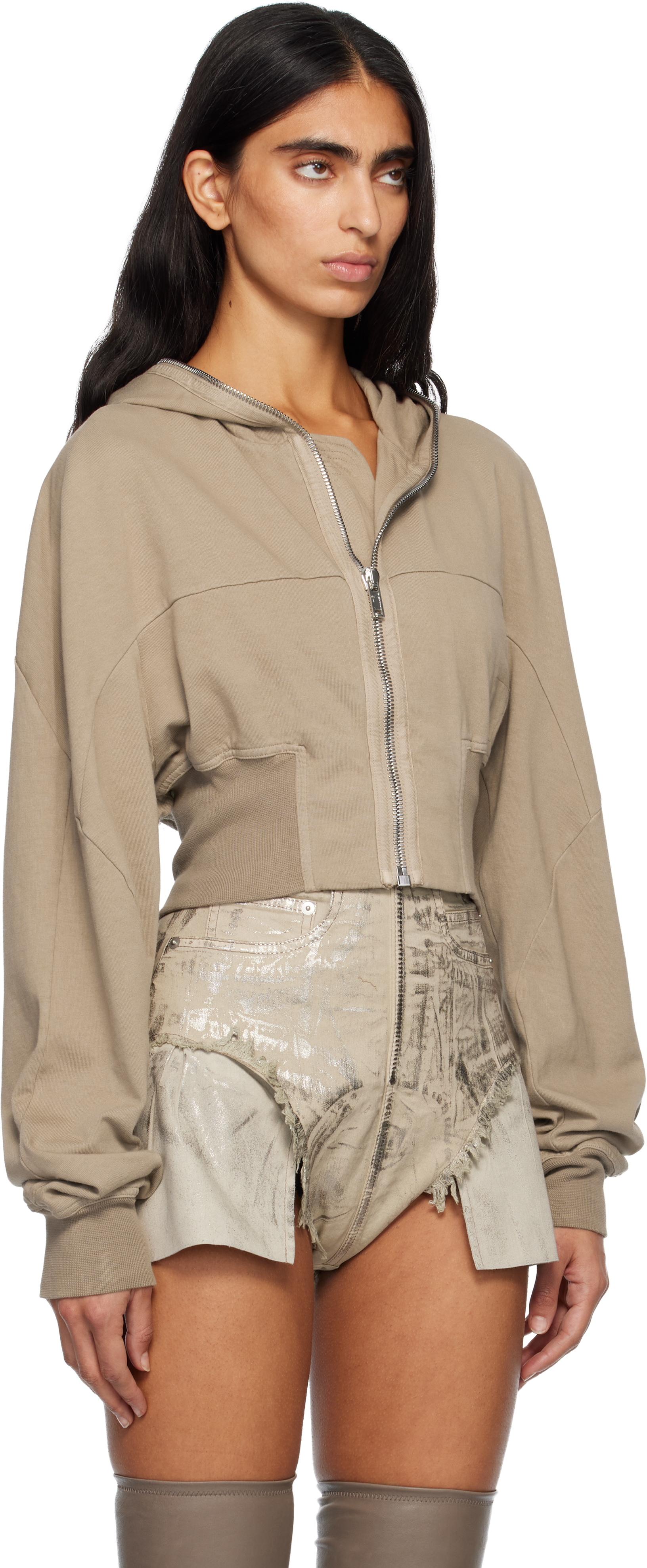 Rick Owens Drkshdw Taupe Concordians Collage Hoodie In Neutral