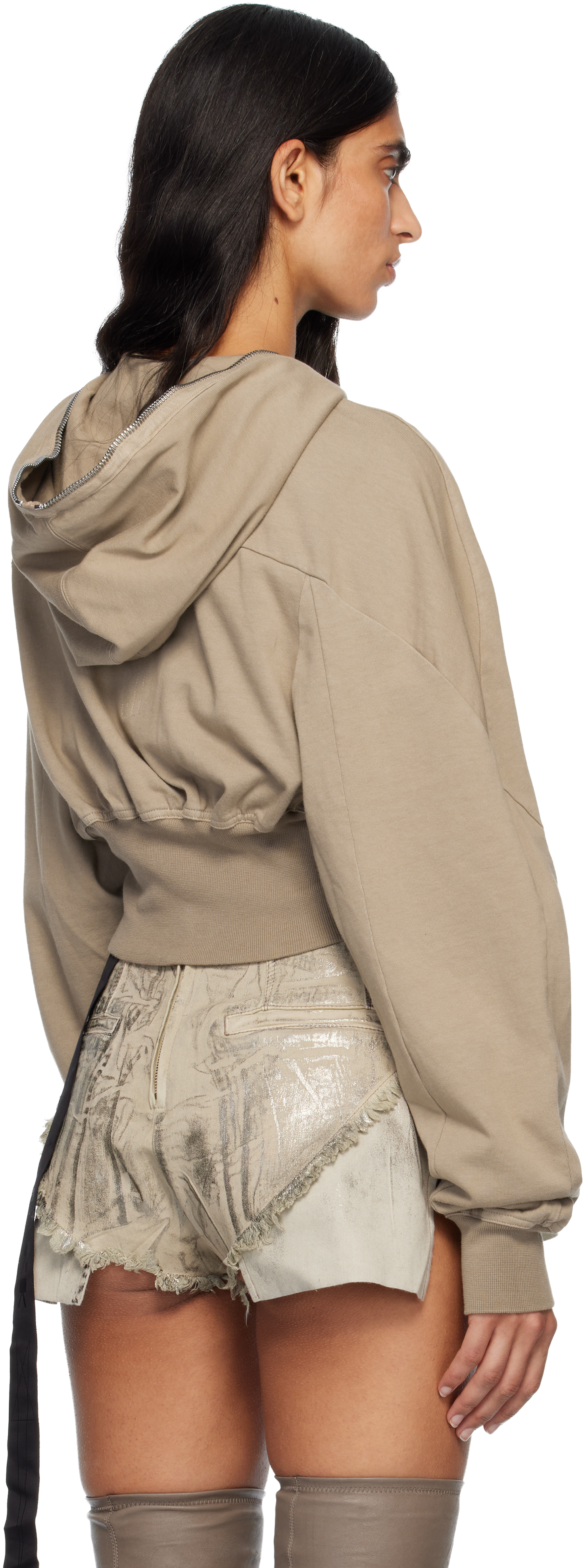 Rick Owens Drkshdw Taupe Concordians Collage Hoodie In Neutral