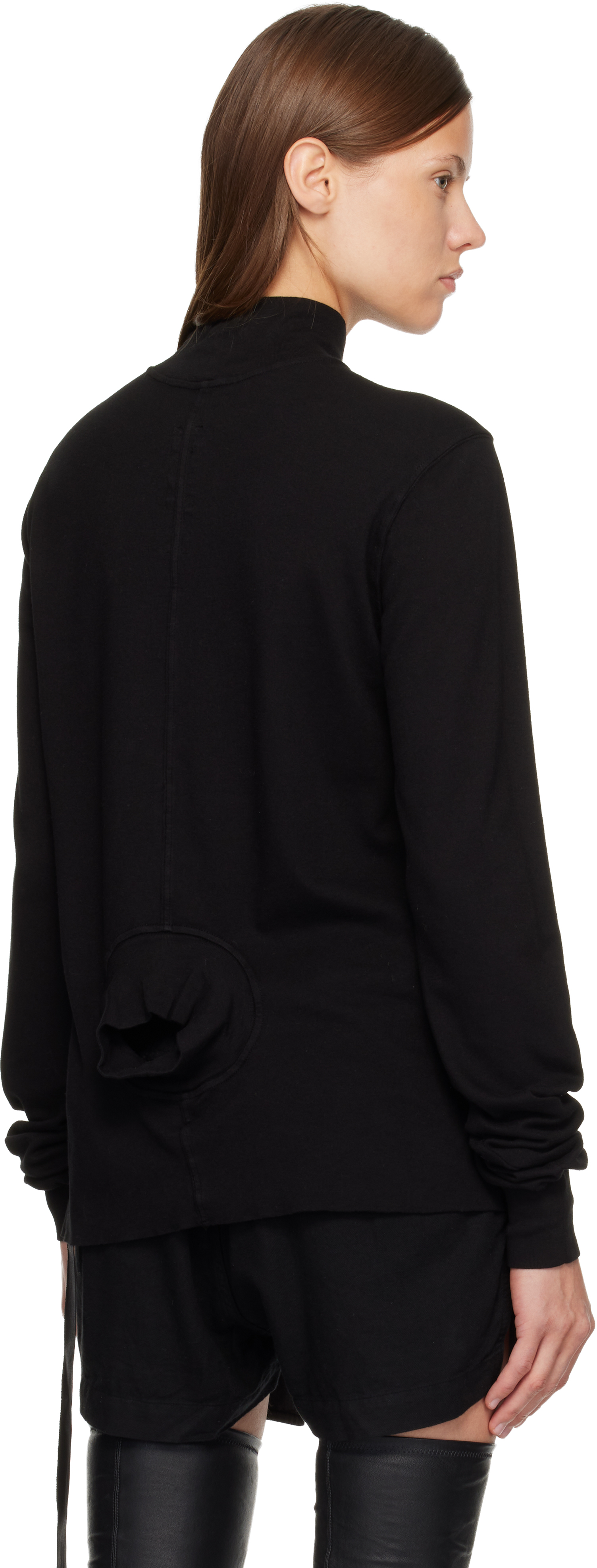 Rick Owens Drkshdw Black Concordians Headon Dbl Turtleneck In Black