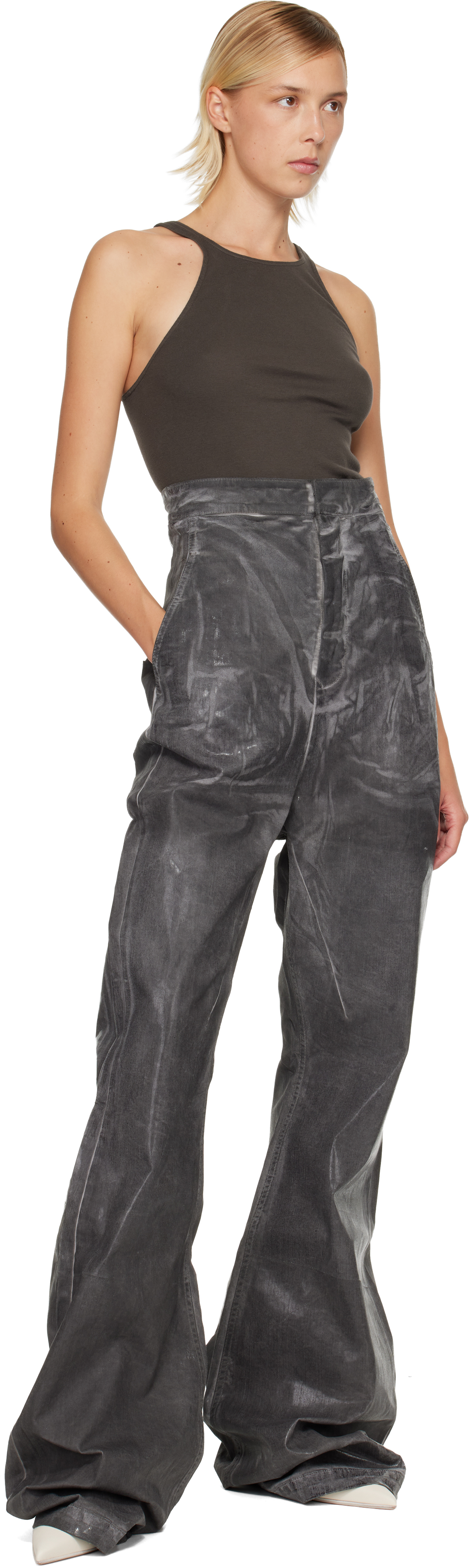 Rick Owens Drkshdw Gray Concordians Racer Back Tank Top In Brown