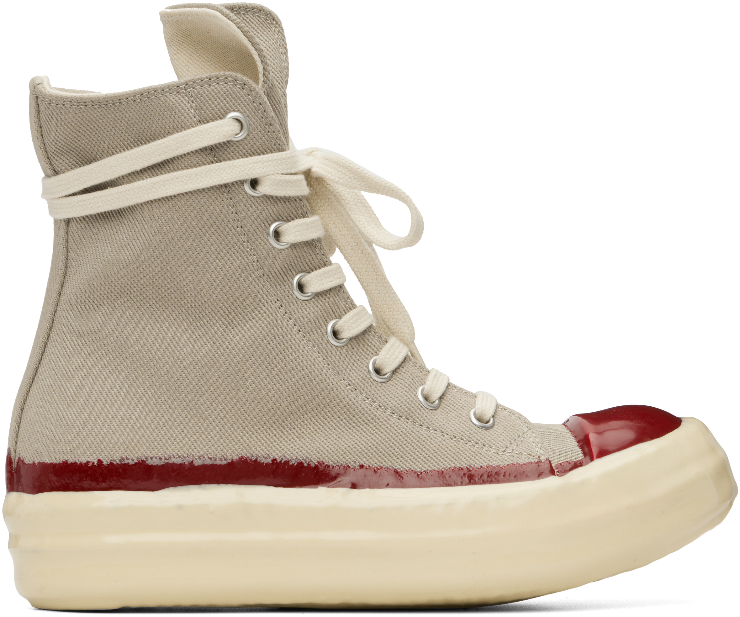 Rick Owens Red and crème Concordians  high top Men’s shoes. Rick Owens Sneakers Sneakers in Red for Men | Lyst main image 3