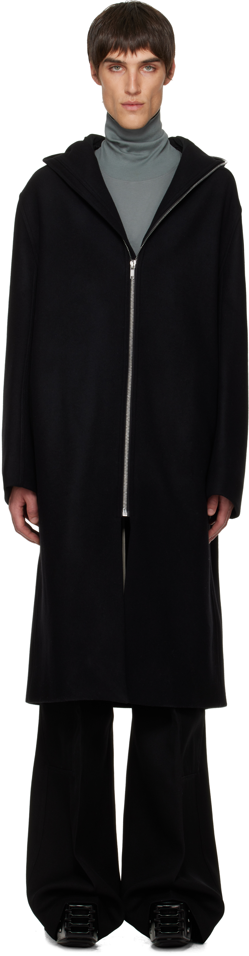 Rick Owens Black Concordians Mac Coat In Black