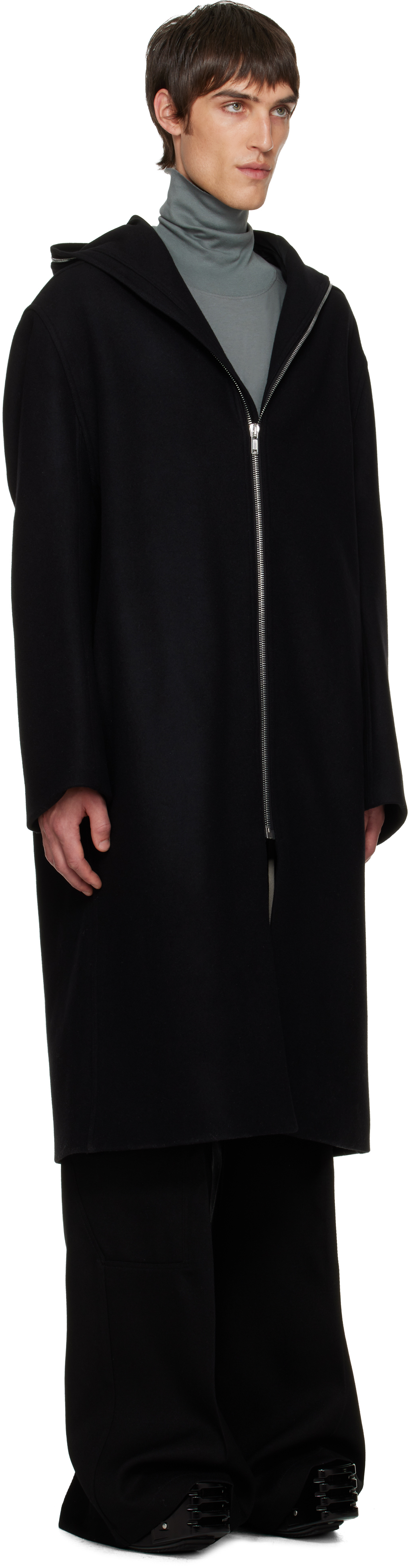 Rick Owens Black Concordians Mac Coat In Black