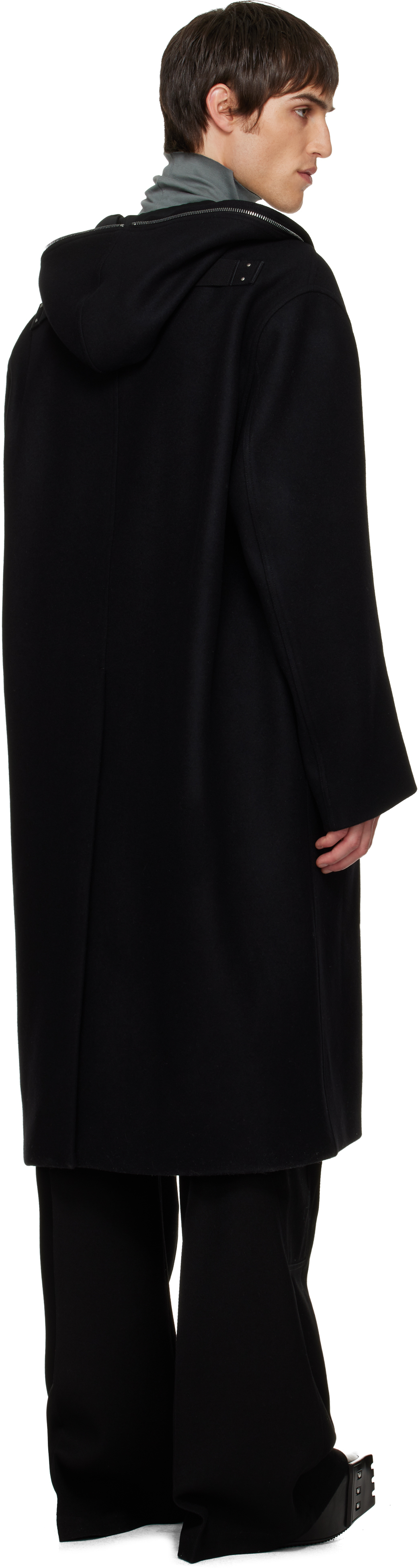 Rick Owens Black Concordians Mac Coat In Black