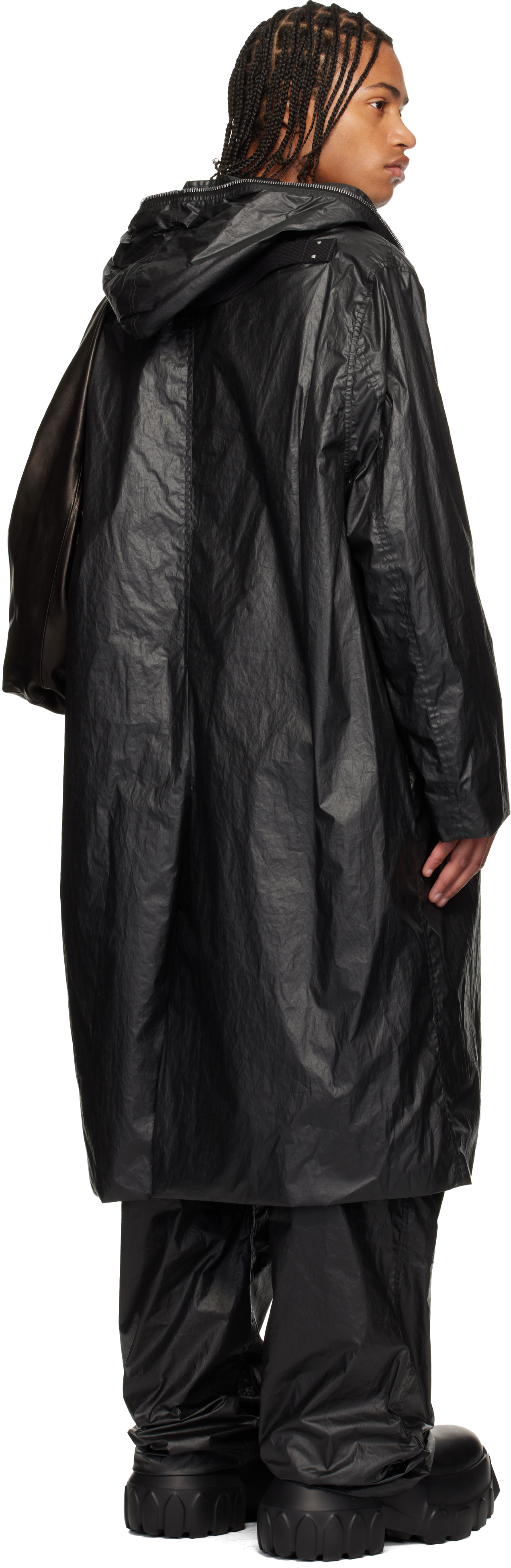 Rick Owens Black Concordians Mac Coat In Black