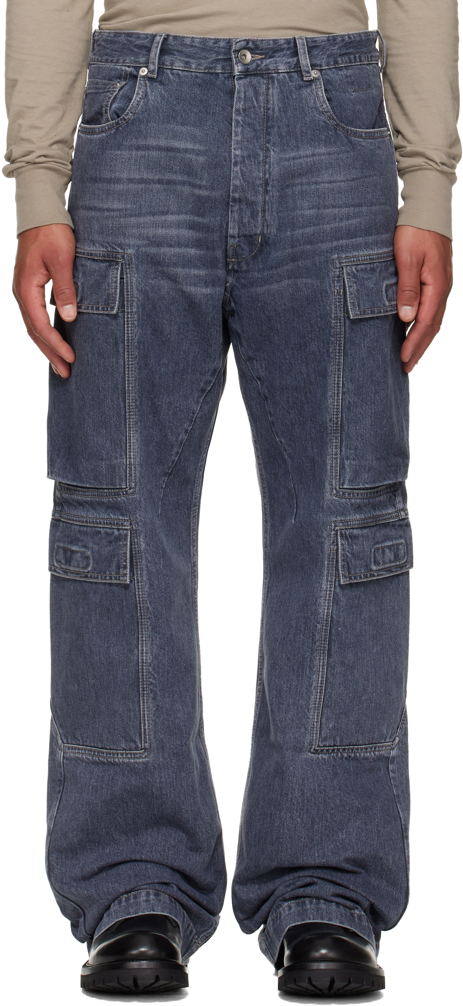 Blue Concordians Double Cargo Jeans by Rick Owens DRKSHDW on Sale