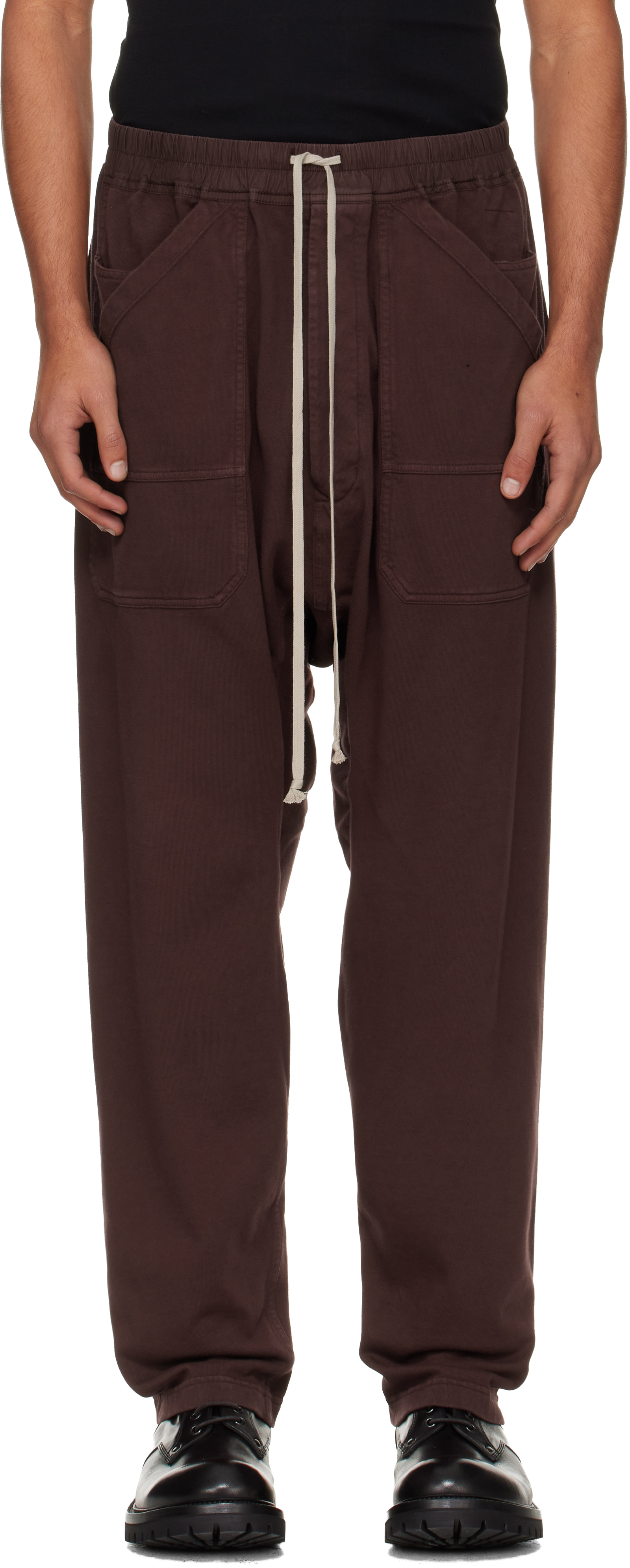 Burgundy Concordians Classic Drawstring Cargo Pants by Rick Owens