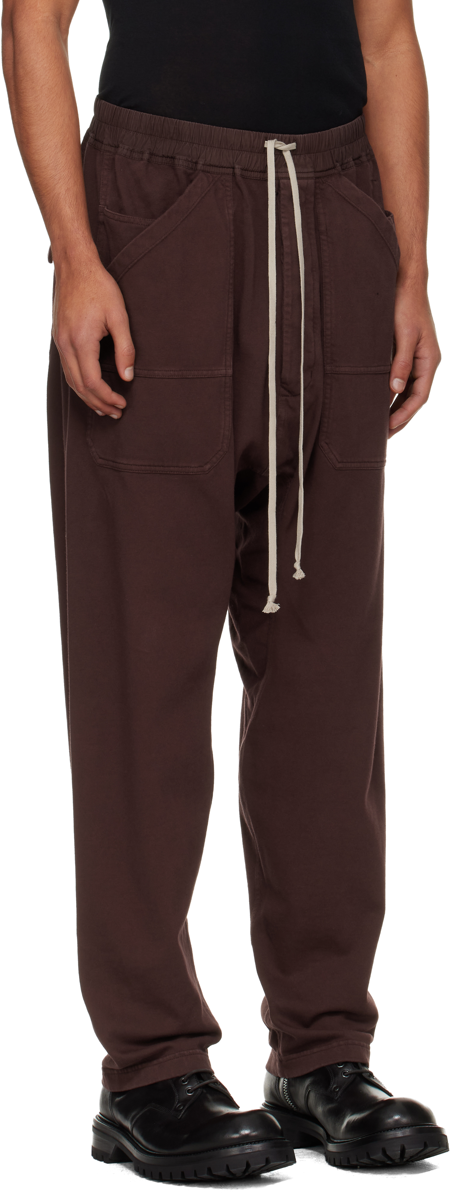 Rick Owens Drkshdw Burgundy Concordians Classic Drawstring Cargo Pants In Burgundy