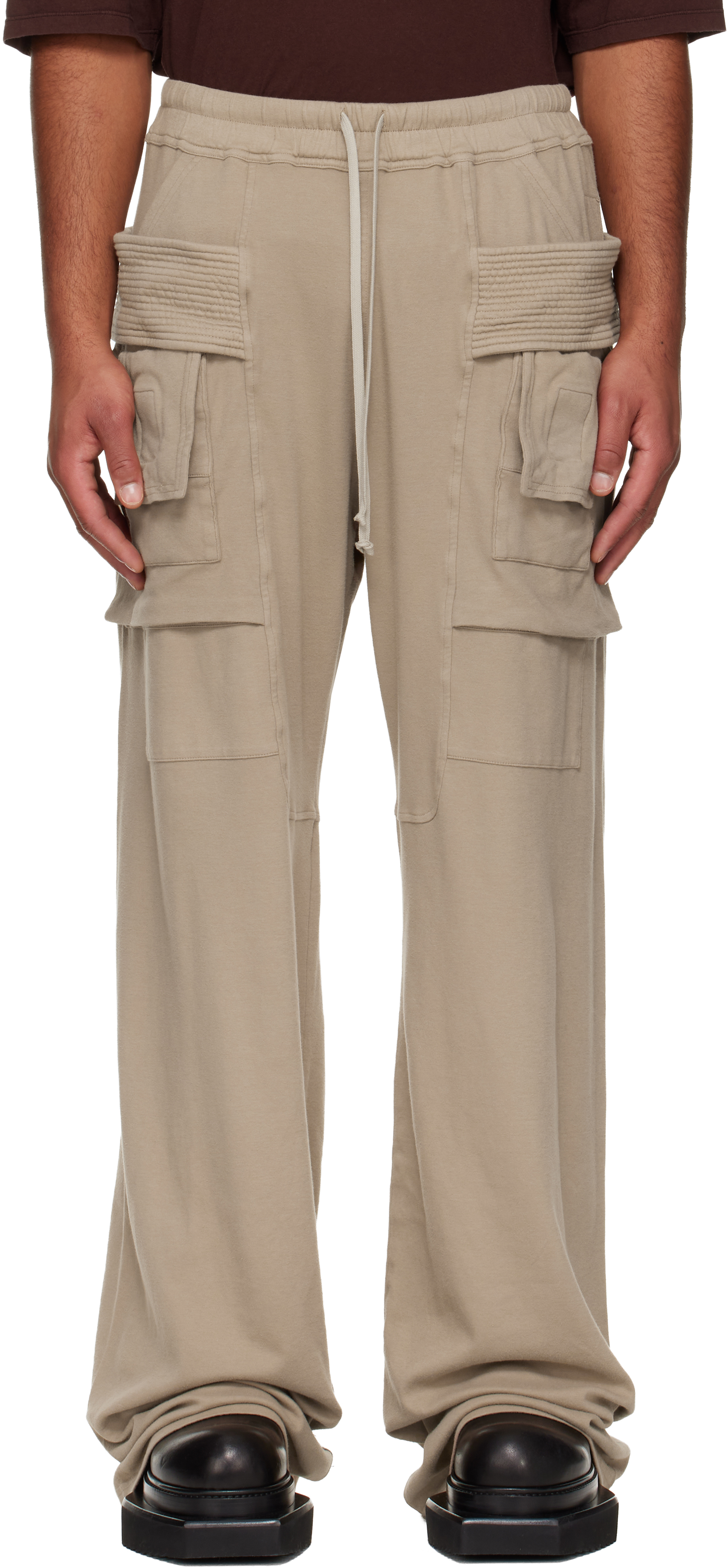 Rick Owens Drkshdw Taupe Concordians Wide Creatch Cargo Pants In Neutral