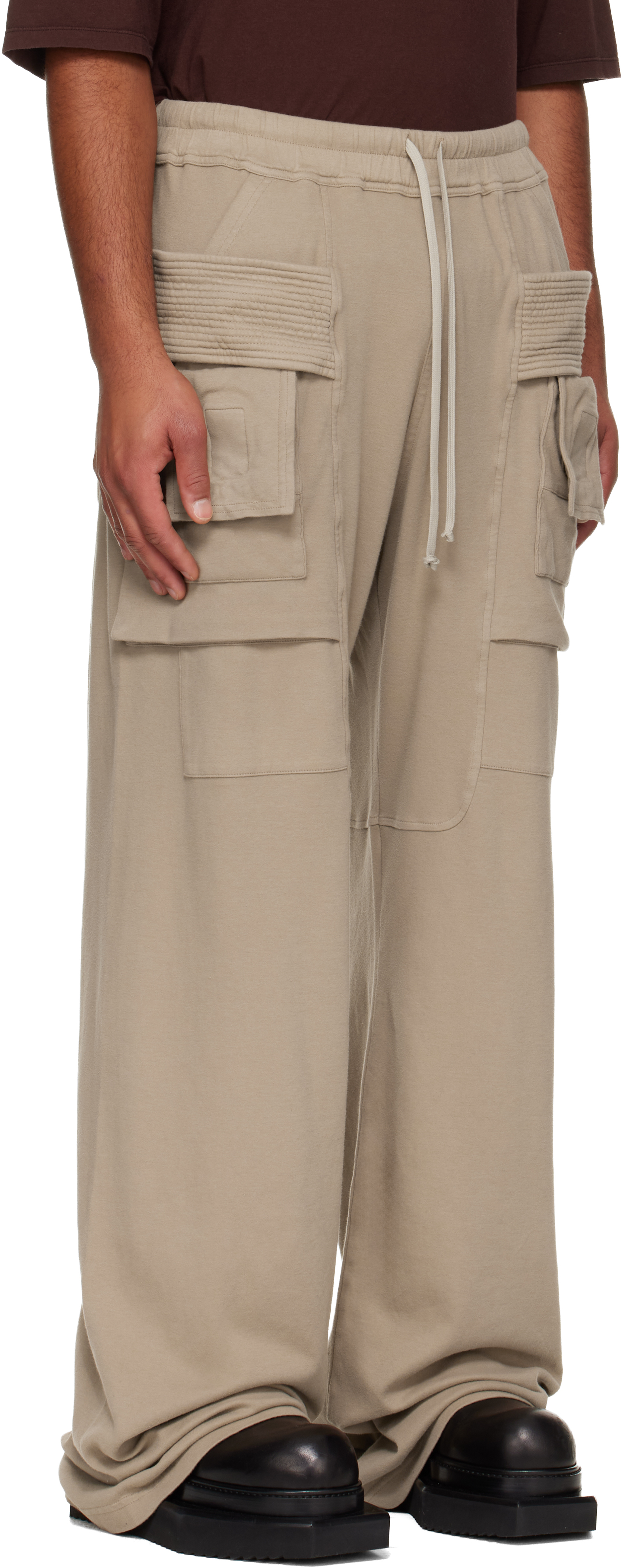 Rick Owens Drkshdw Taupe Concordians Wide Creatch Cargo Pants In Neutral