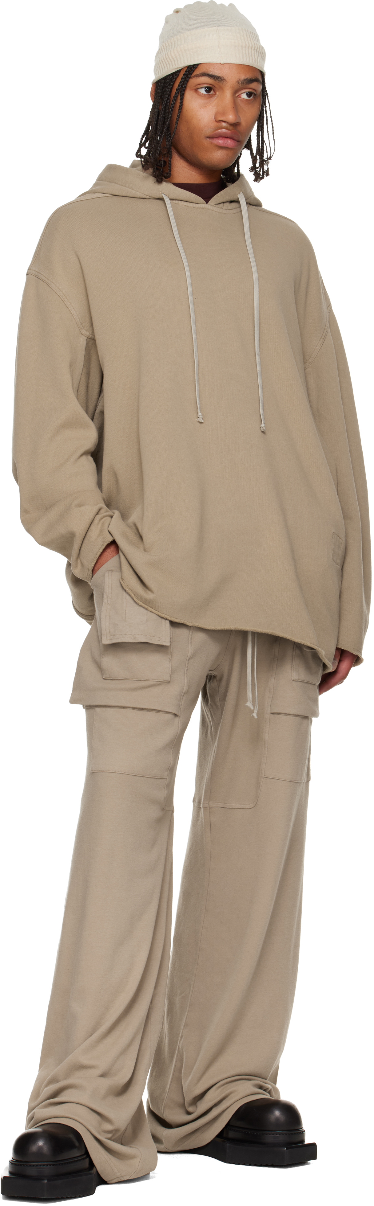 Rick Owens Drkshdw Taupe Concordians Wide Creatch Cargo Pants In Neutral