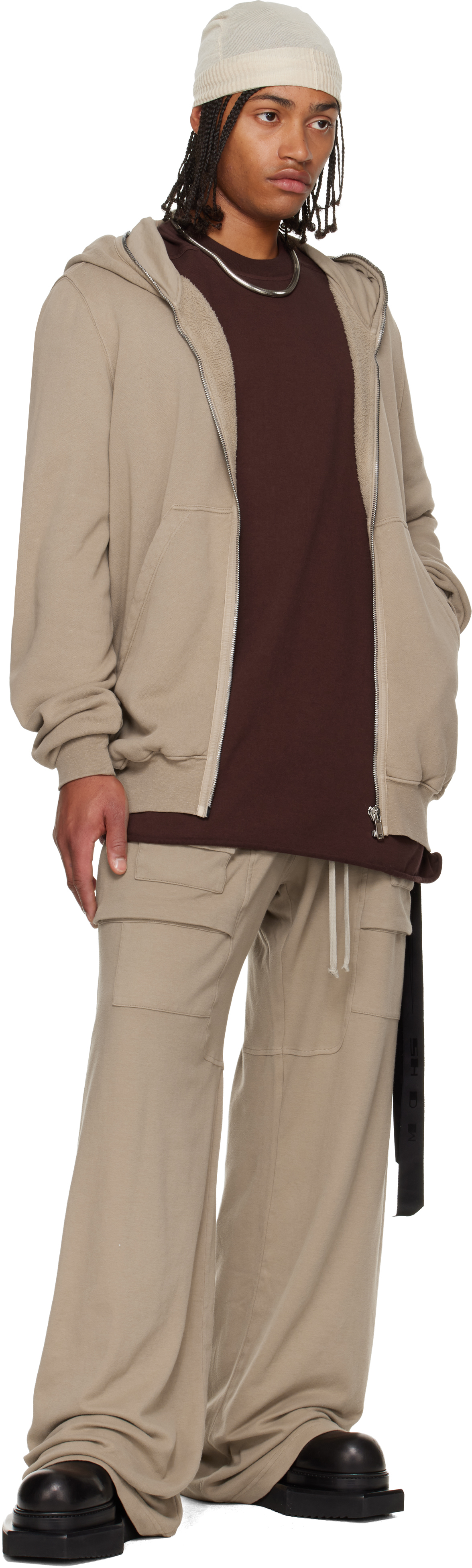 Rick Owens Drkshdw Taupe Concordians Wide Creatch Cargo Pants In Brown