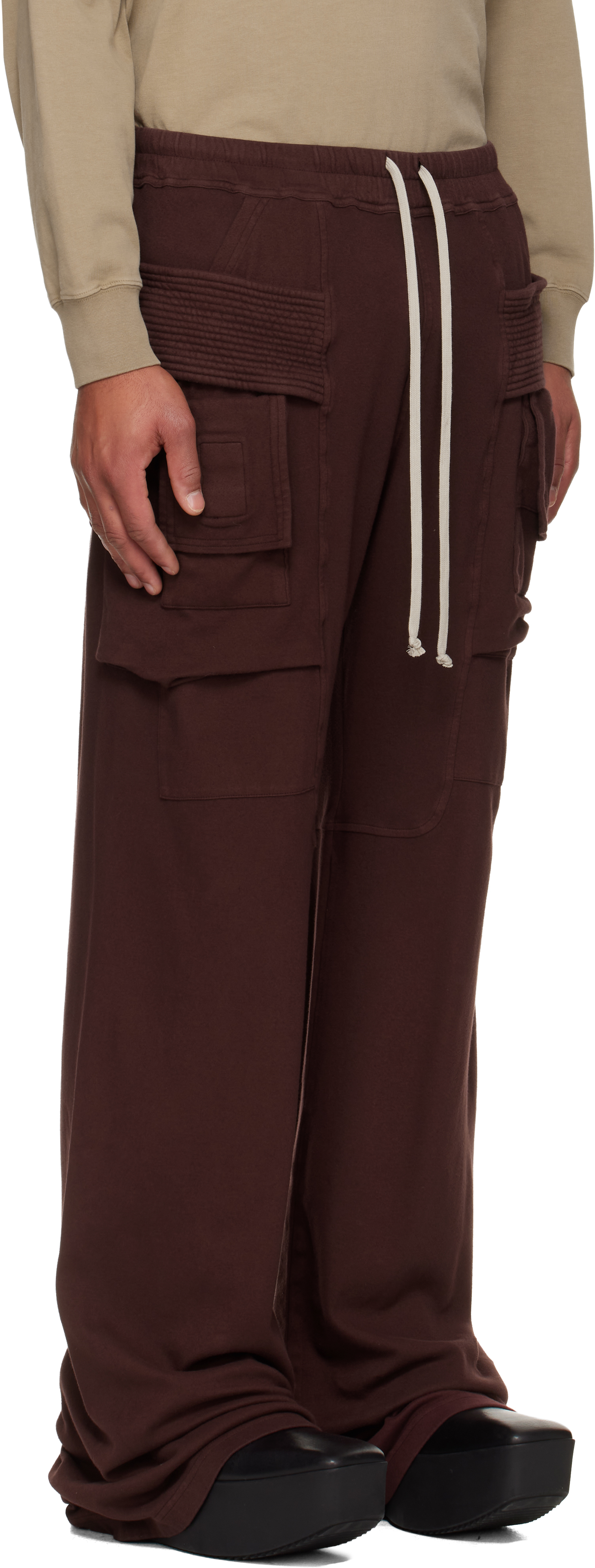 Rick Owens Drkshdw Burgundy Concordians Wide Creatch Cargo Pants In Red