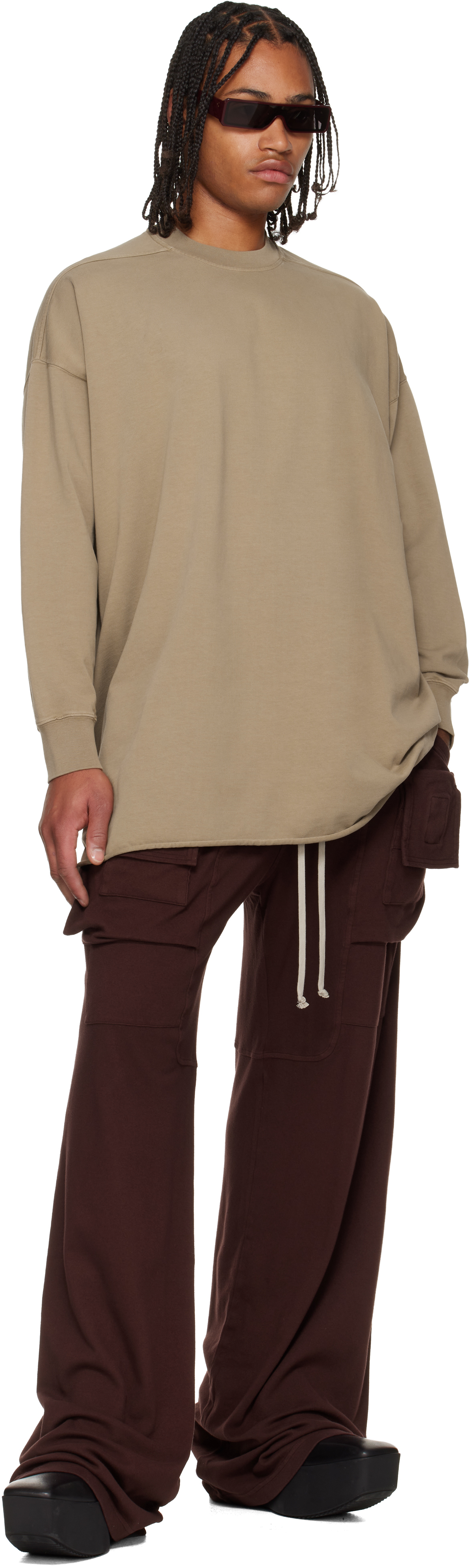 Rick Owens Drkshdw Burgundy Concordians Wide Creatch Cargo Pants In Red