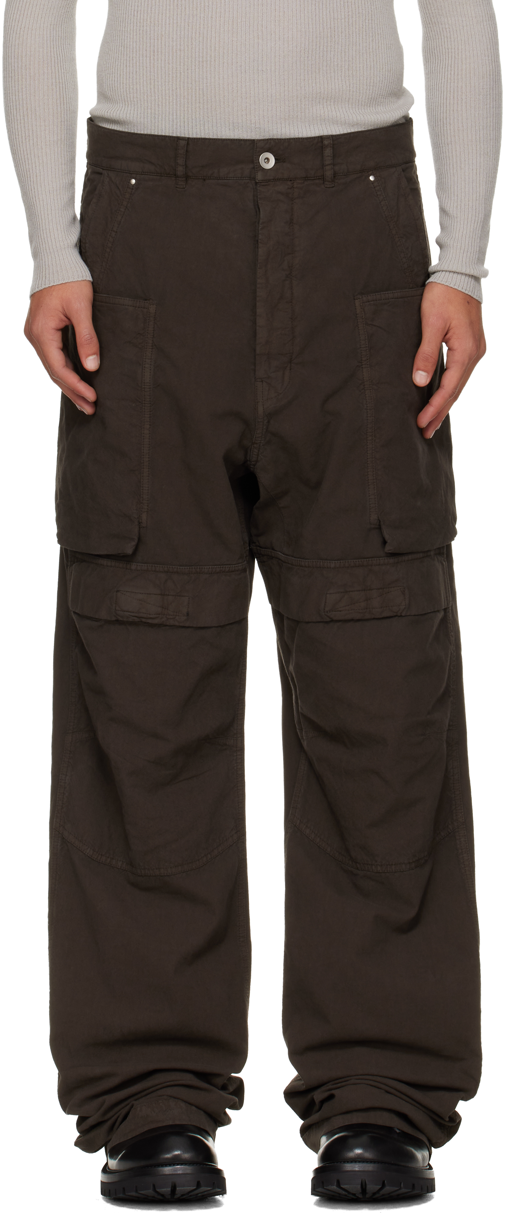 Rick Owens Drkshdw Gray Concordians Stefan Cargo Pants In Brown