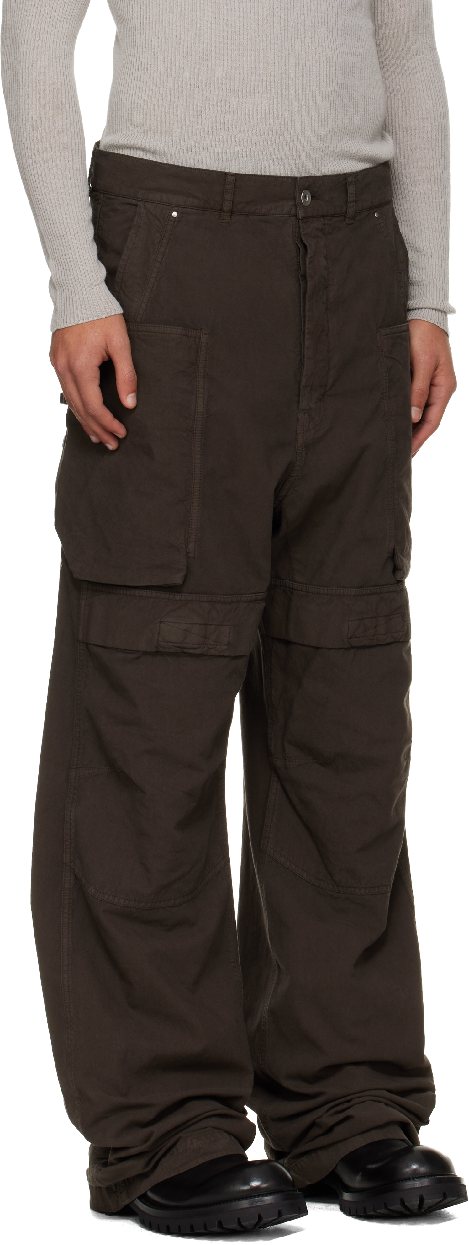 Rick Owens Drkshdw Gray Concordians Stefan Cargo Pants In Brown