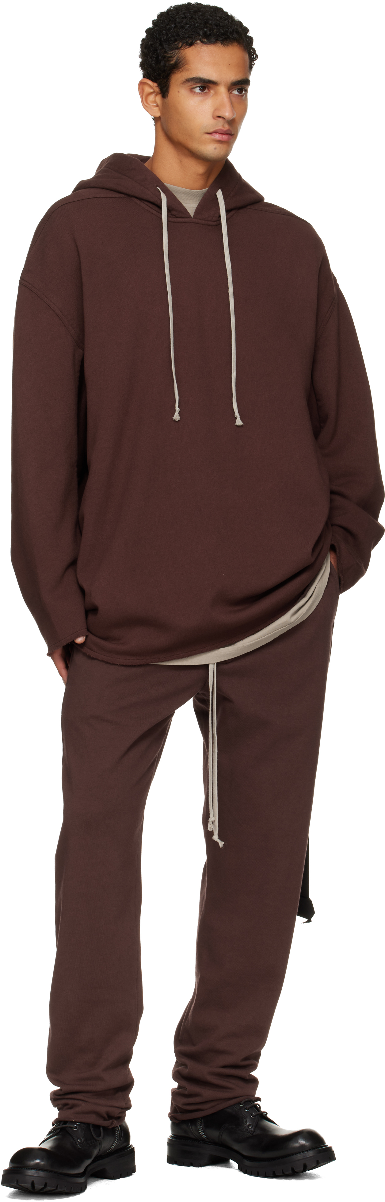 Rick Owens Drkshdw Burgundy Concordians Berlin Drawstring Sweatpants In Brown
