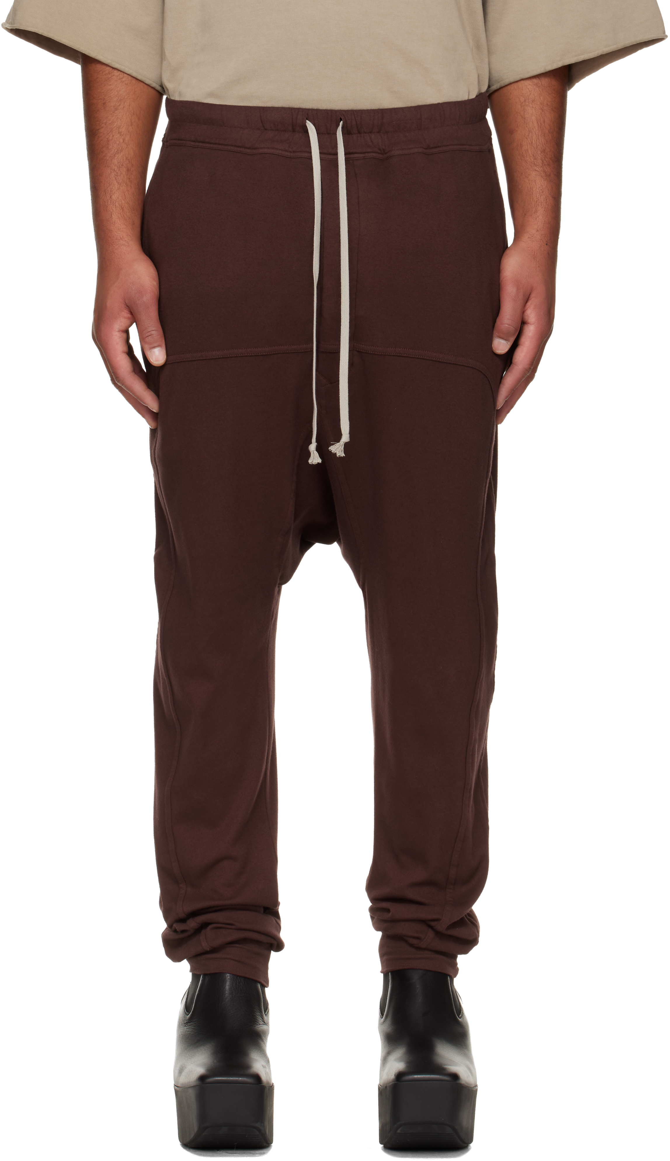 Rick Owens Drkshdw Burgundy Concordians Drawstring Sweatpants In Brown