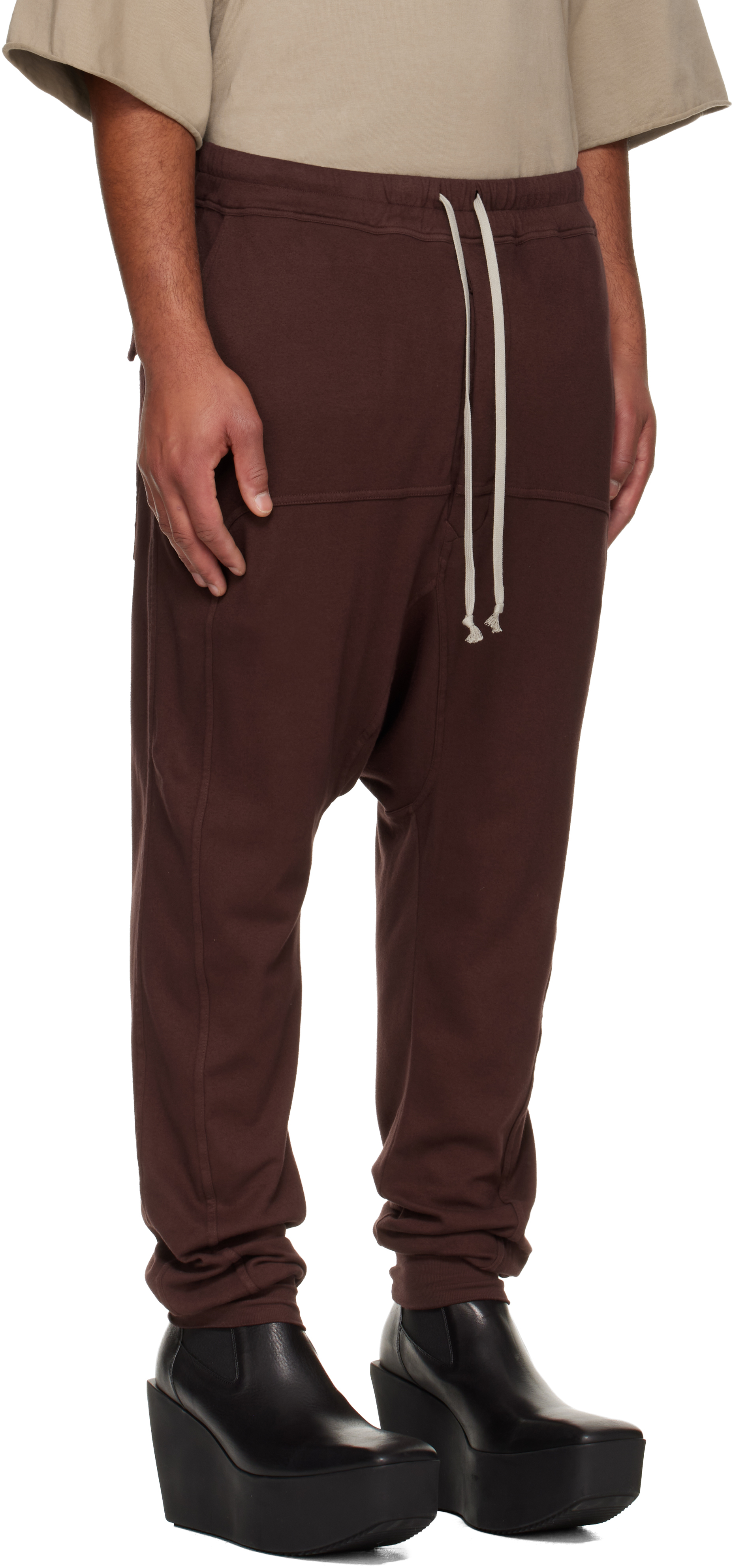 Rick Owens Drkshdw Burgundy Concordians Drawstring Sweatpants In Brown