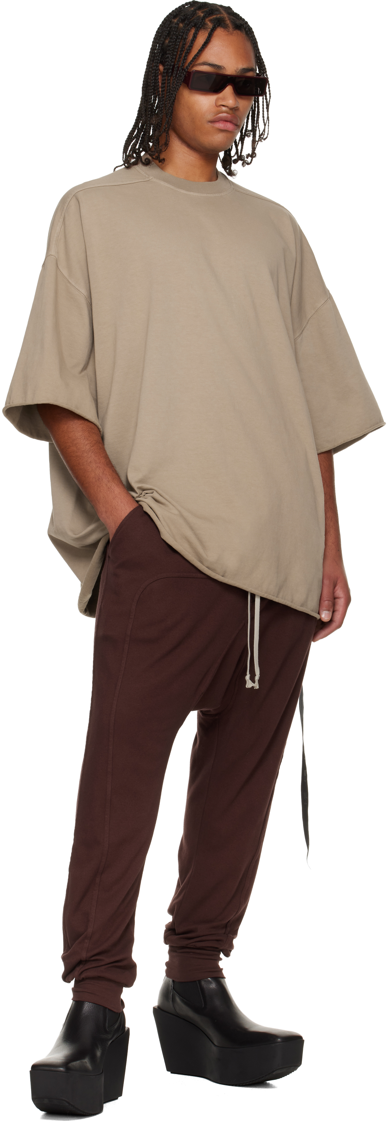 Rick Owens Drkshdw Burgundy Concordians Drawstring Sweatpants In Brown