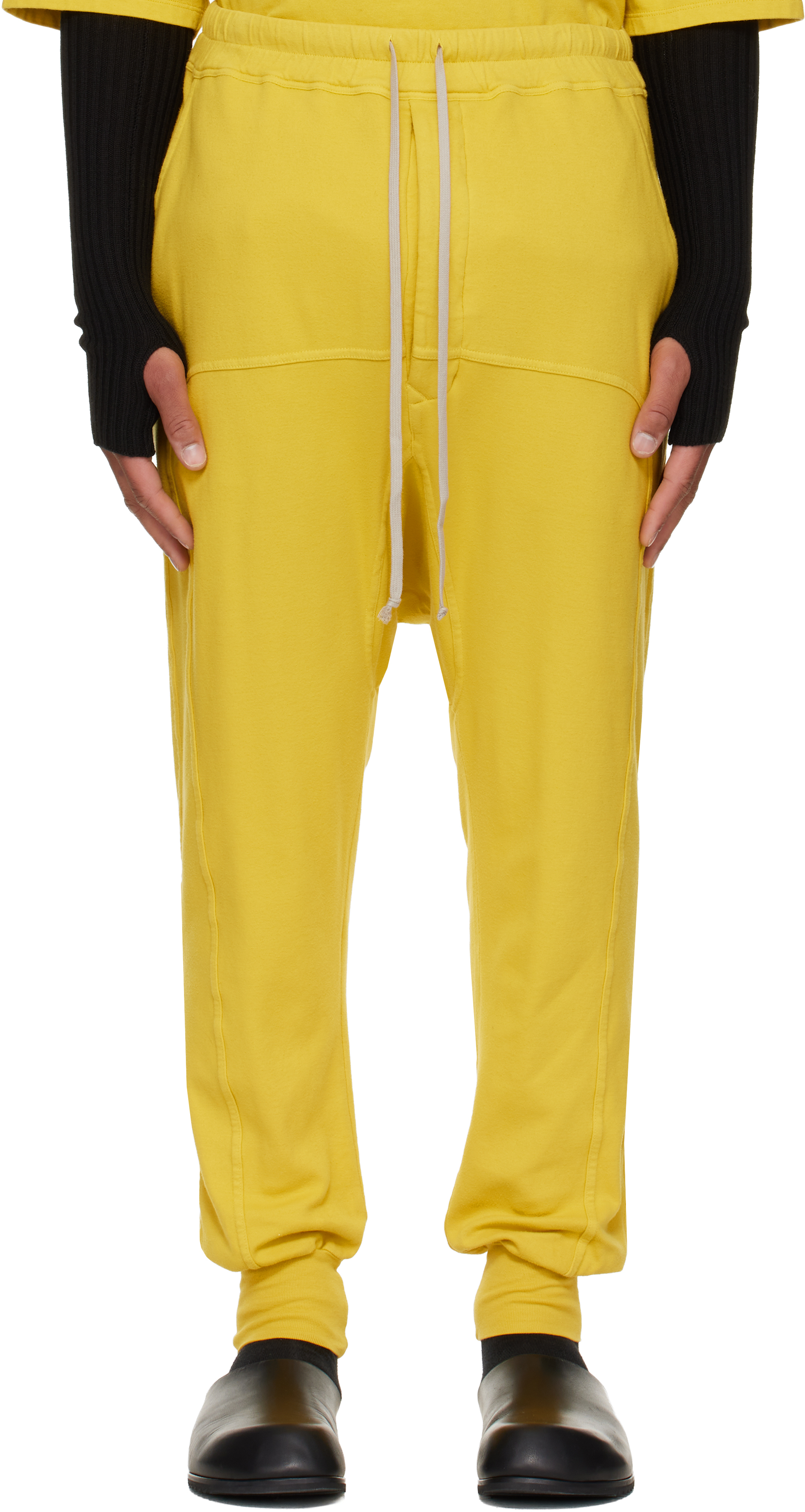 Rick Owens Drkshdw Yellow Concordians Drawstring Sweatpants In Yellow