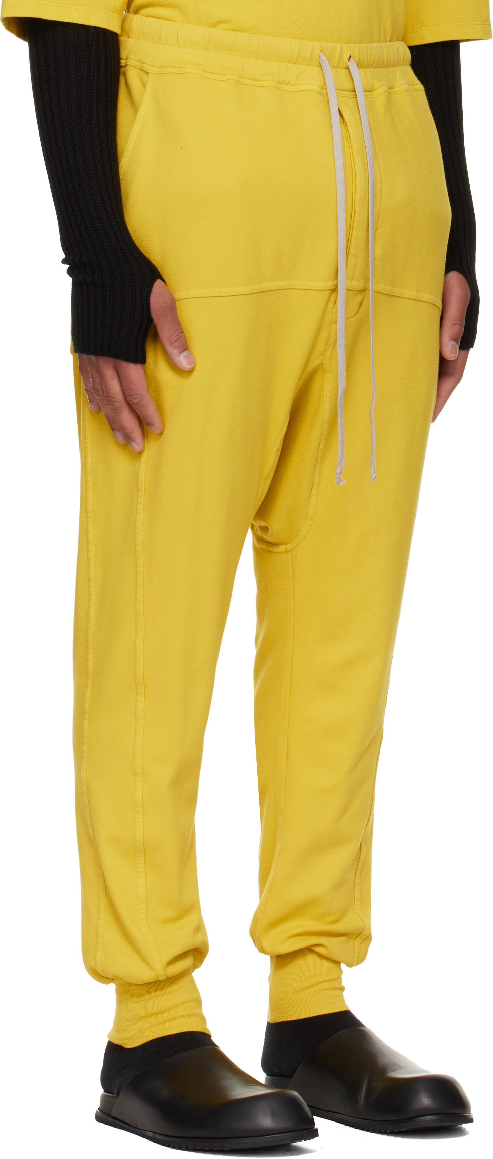 Rick Owens Drkshdw Yellow Concordians Drawstring Sweatpants In Yellow