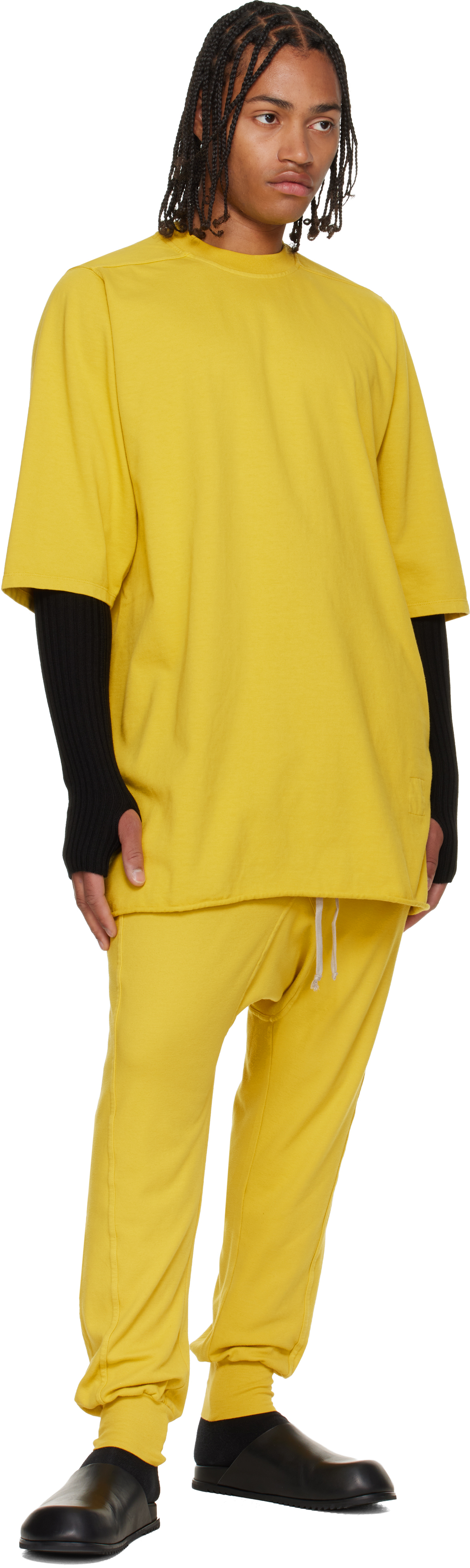 Rick Owens Drkshdw Yellow Concordians Drawstring Sweatpants In Yellow