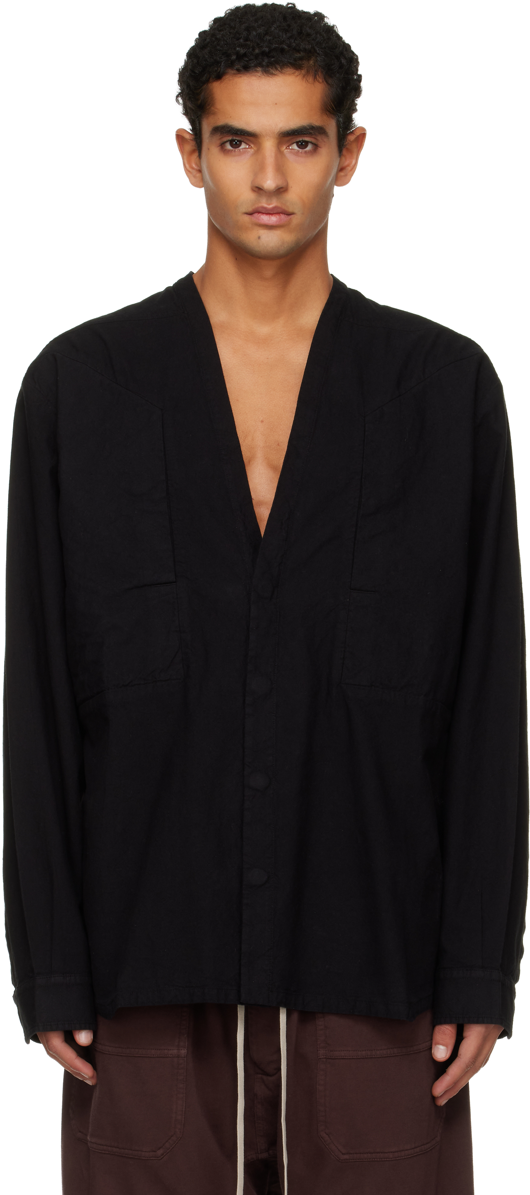 美品 RICK OWENS Jumbo Fogpocket Outershirt Black Concordians Larry Jumbo Fogpocket Shirt by Rick Owens