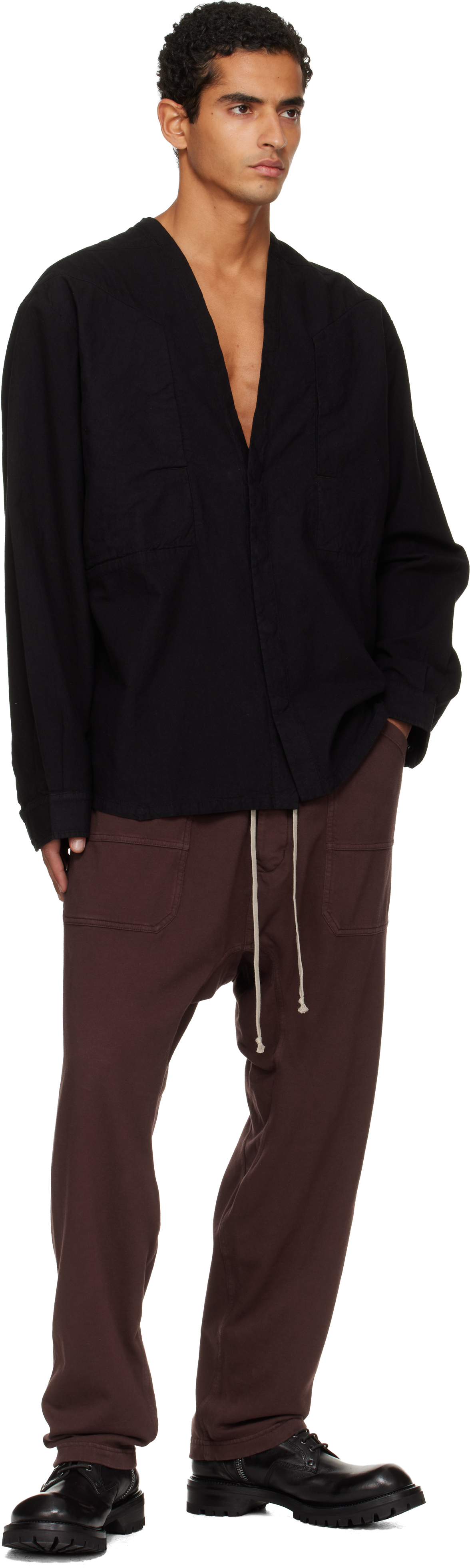 Rick Owens Drkshdw Black Concordians Larry Jumbo Fogpocket Shirt In Brown