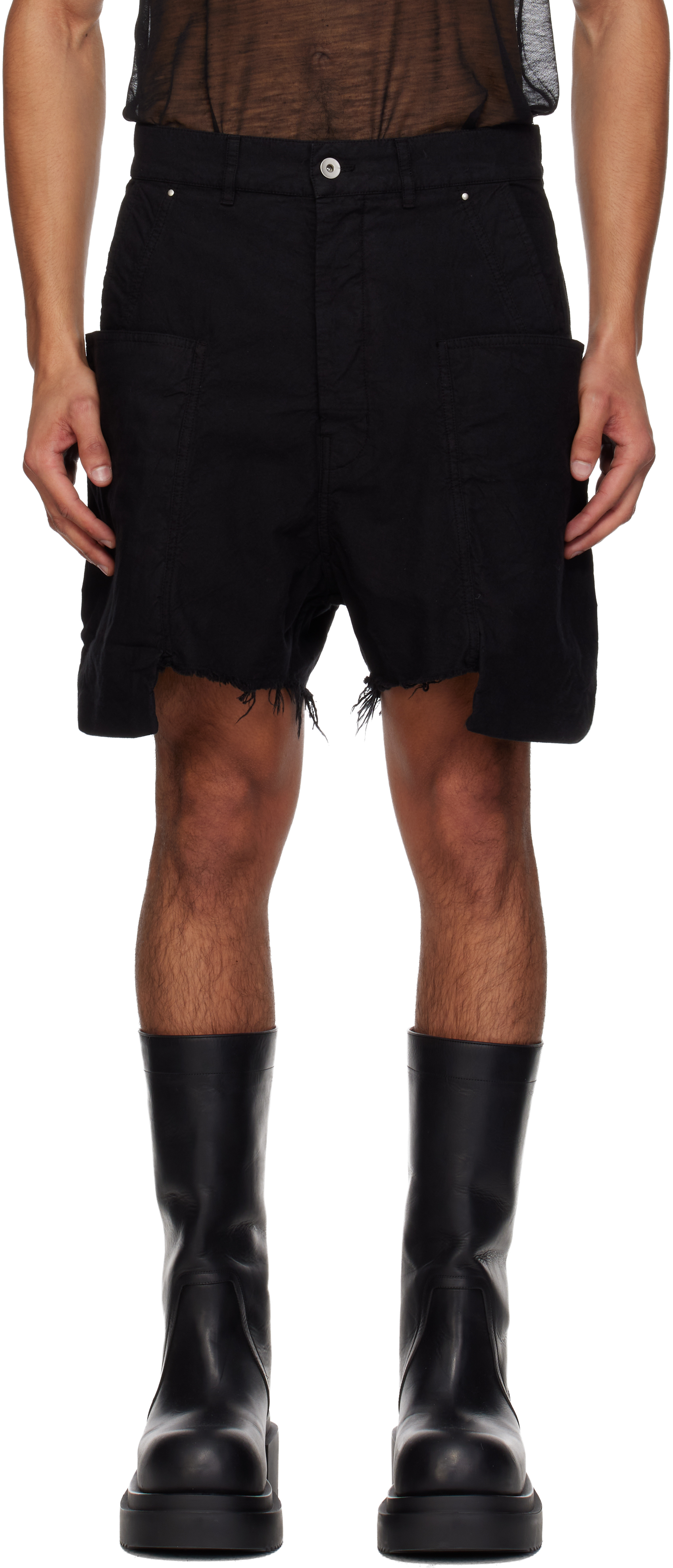 Rick Owens Drkshdw Black Concordians Stefan Cargo Shorts In Black