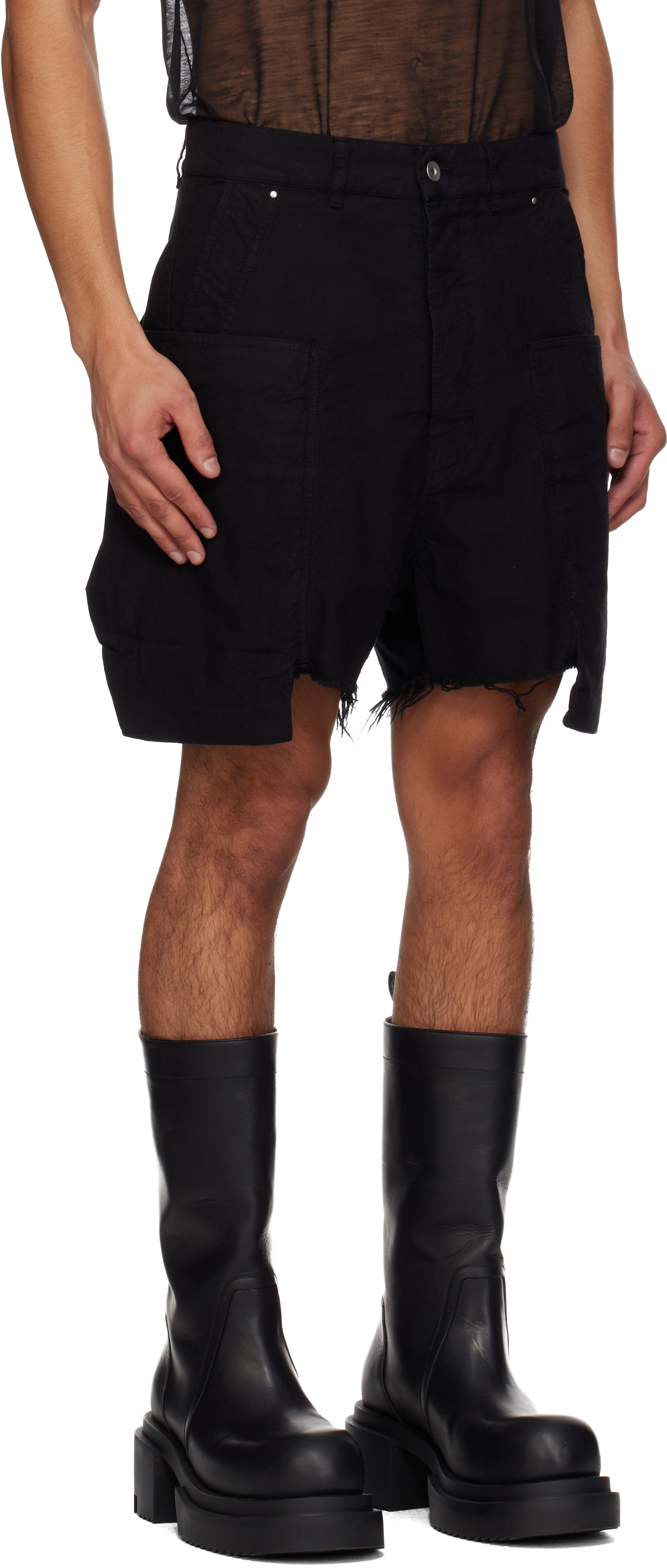 Rick Owens Drkshdw Black Concordians Stefan Cargo Shorts In Black