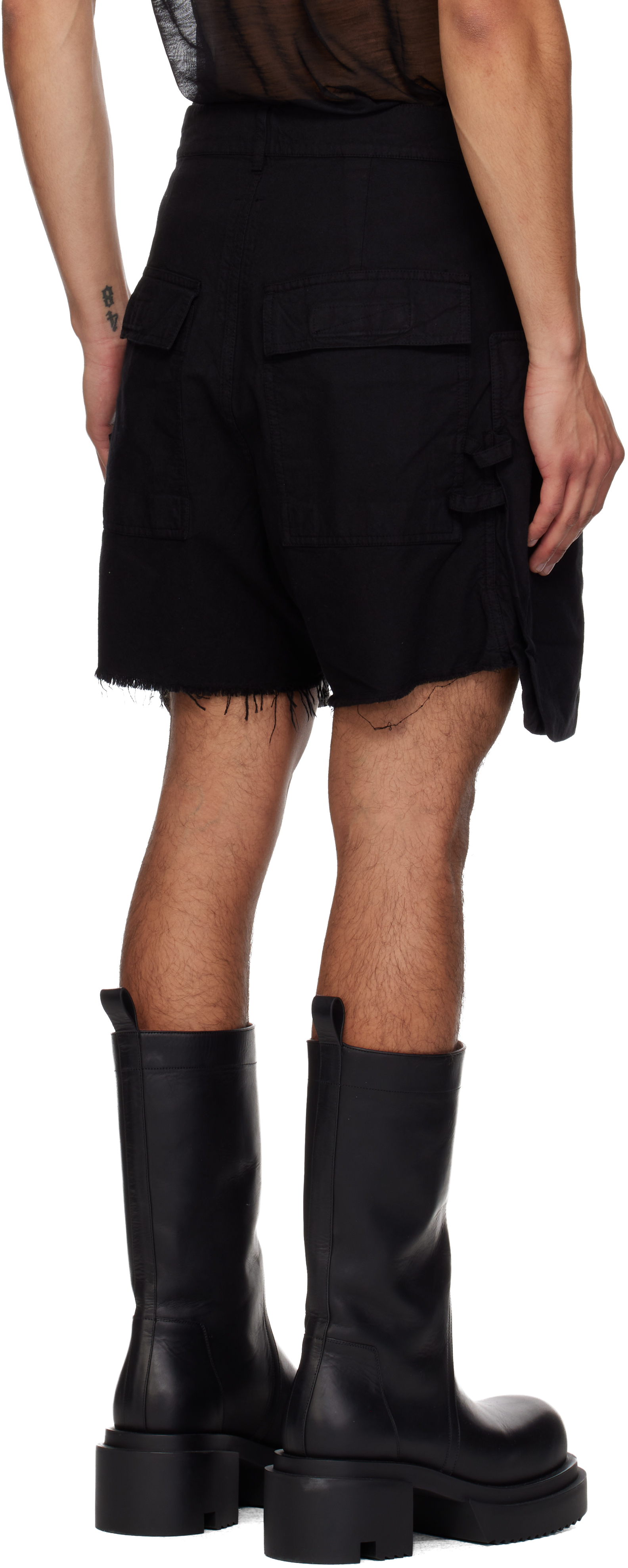 Rick Owens Drkshdw Black Concordians Stefan Cargo Shorts In Black