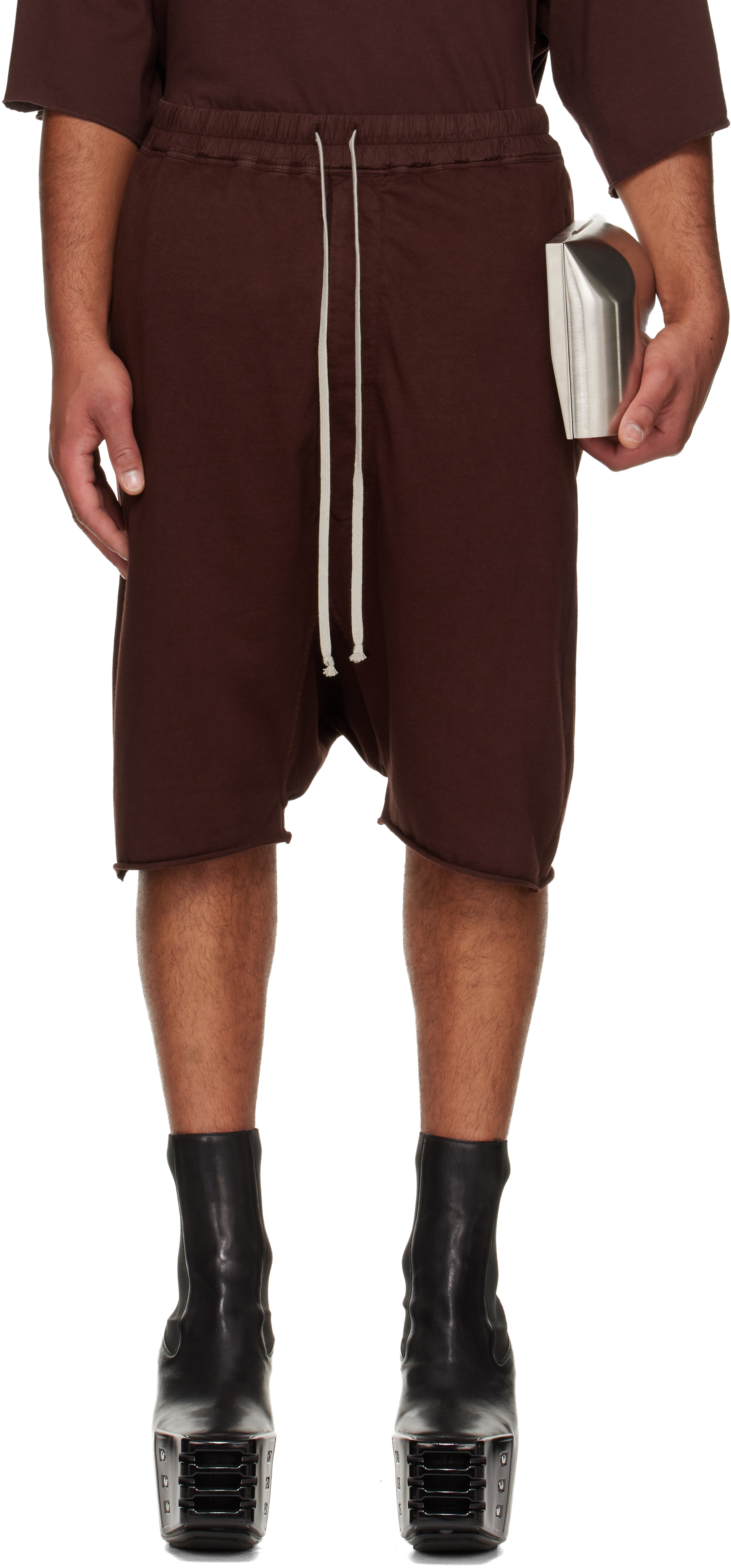 Rick Owens Drkshdw Burgundy Concordians Drawstring Pods Shorts In Burgundy