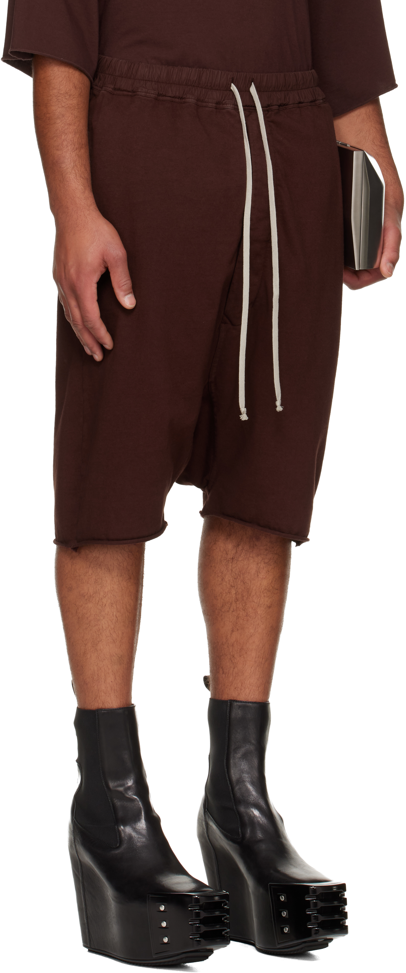 Rick Owens Drkshdw Burgundy Concordians Drawstring Pods Shorts In Burgundy