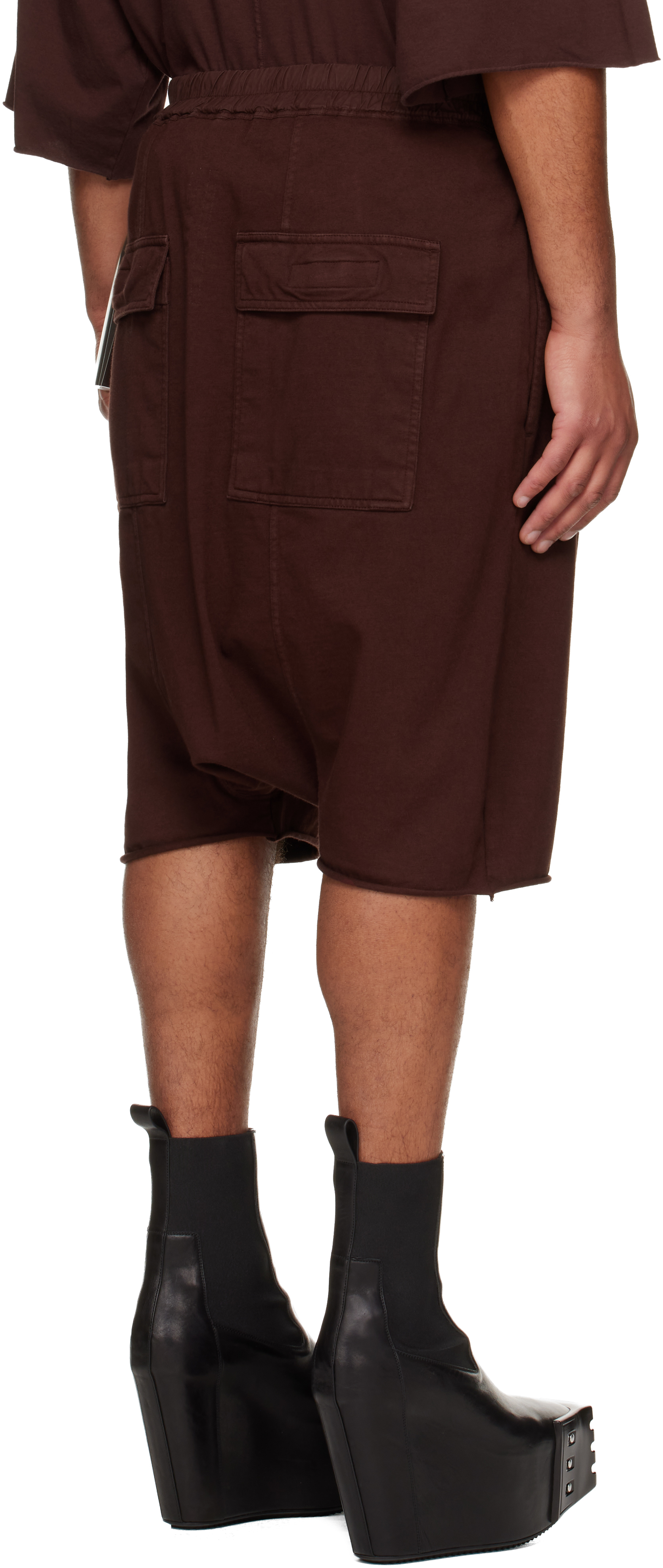 Rick Owens Drkshdw Burgundy Concordians Drawstring Pods Shorts In Burgundy