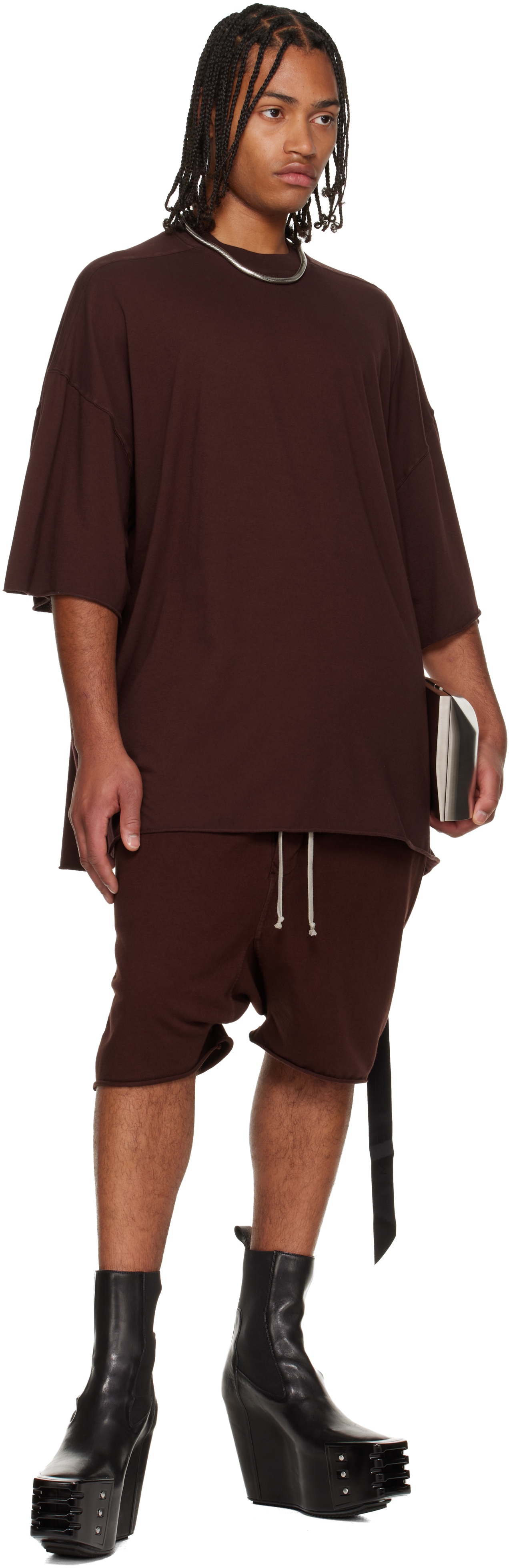 Rick Owens Drkshdw Burgundy Concordians Drawstring Pods Shorts In Burgundy