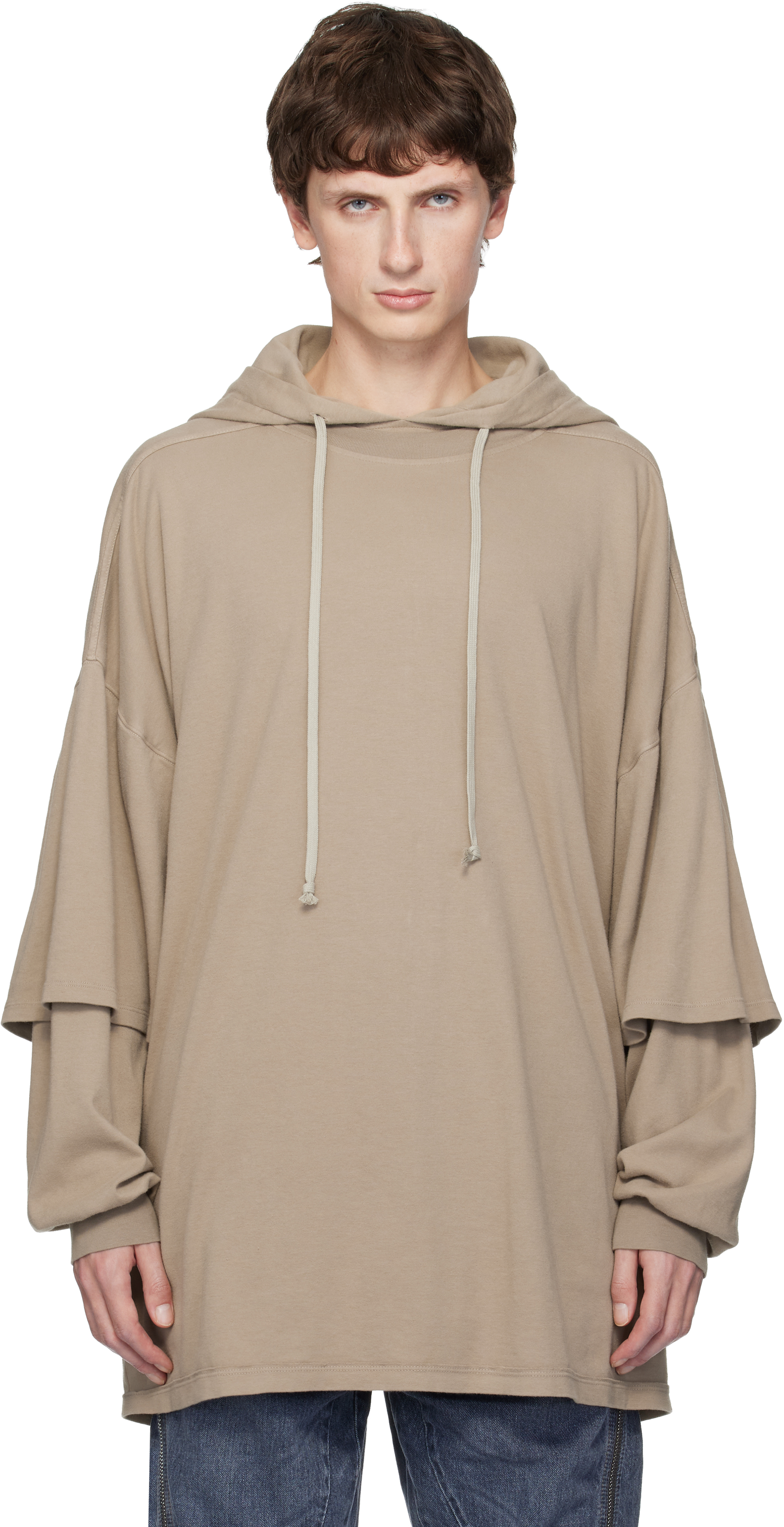 Taupe Concordians Tommu Hustler Hoodie by Rick Owens DRKSHDW Taupe Concordians Tommu Hustler Hoodie by Rick Owens DRKSHDW