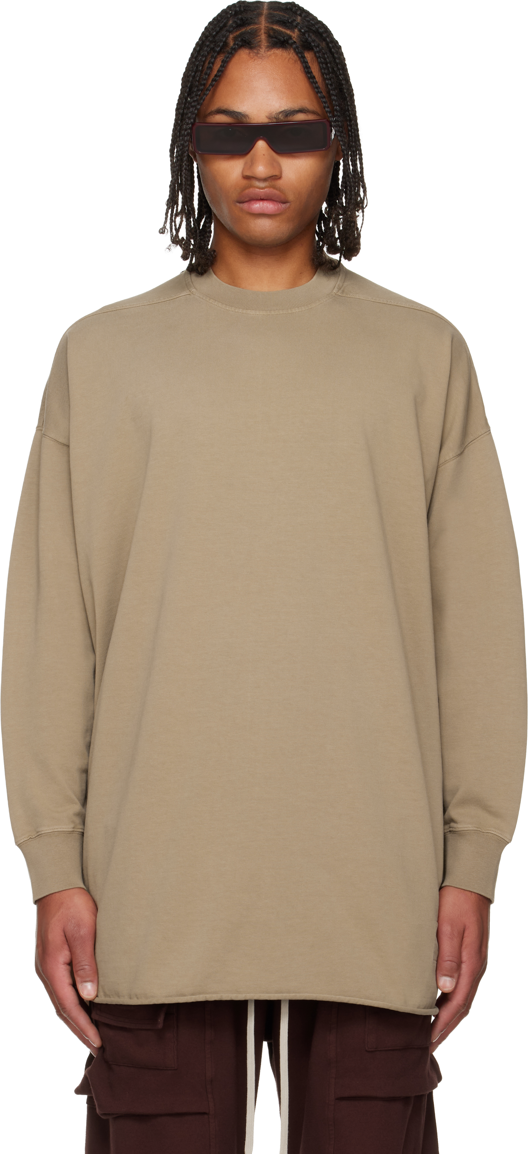 Taupe Concordians Tommy LS Sweatshirt by Rick Owens DRKSHDW on Sale