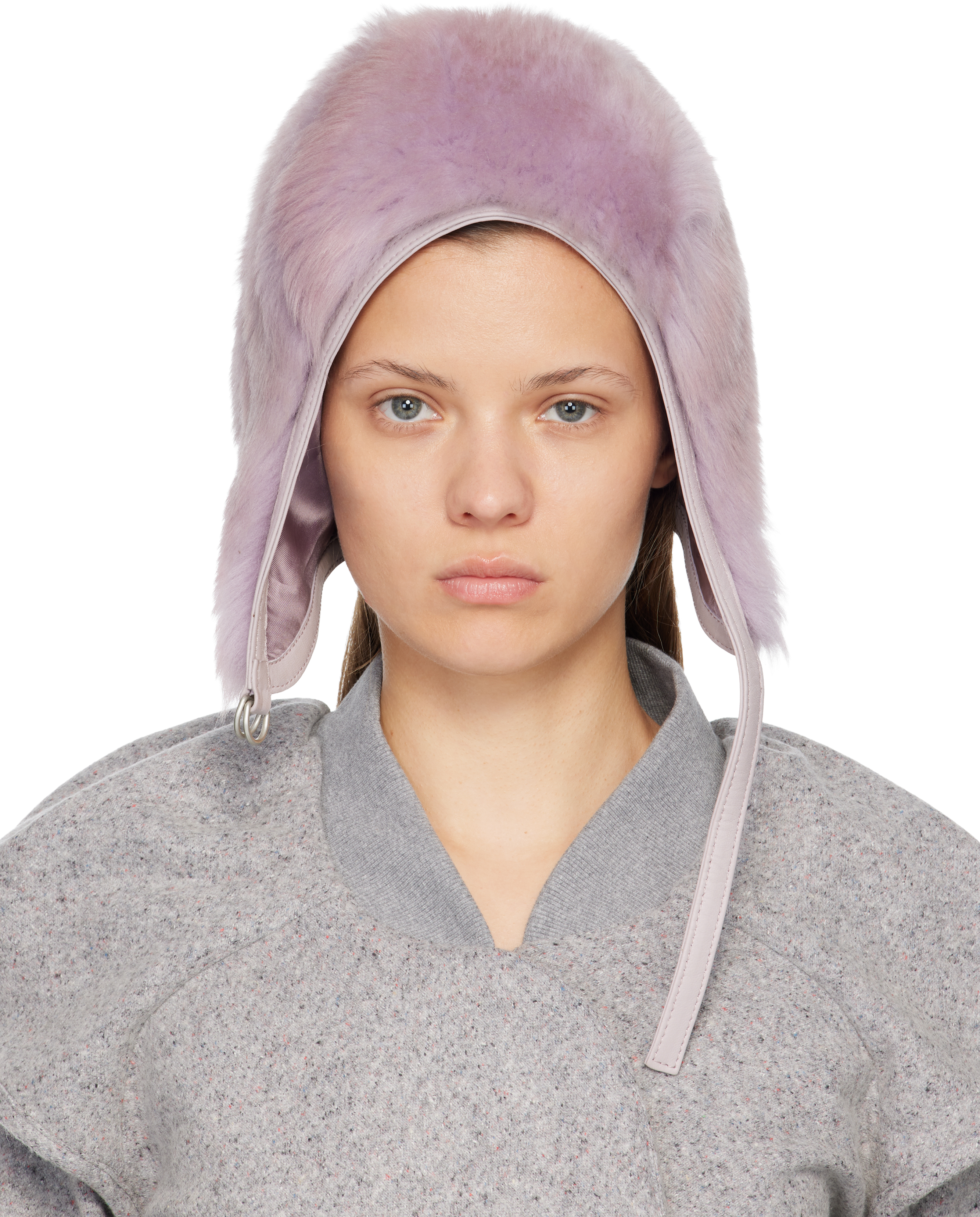 Acne Studios Purple Shearling Hat In Brown