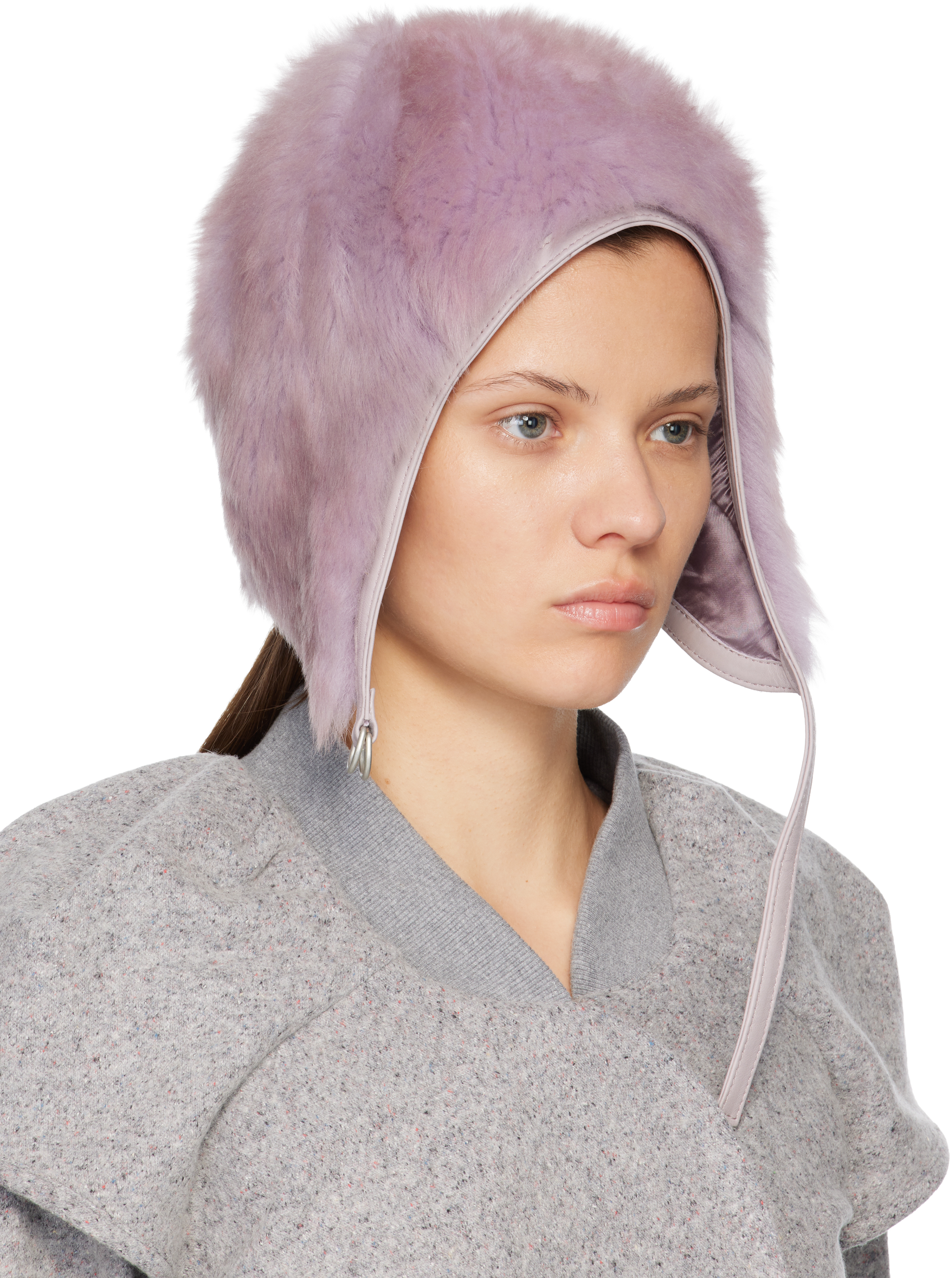 Acne Studios Purple Shearling Hat In Brown