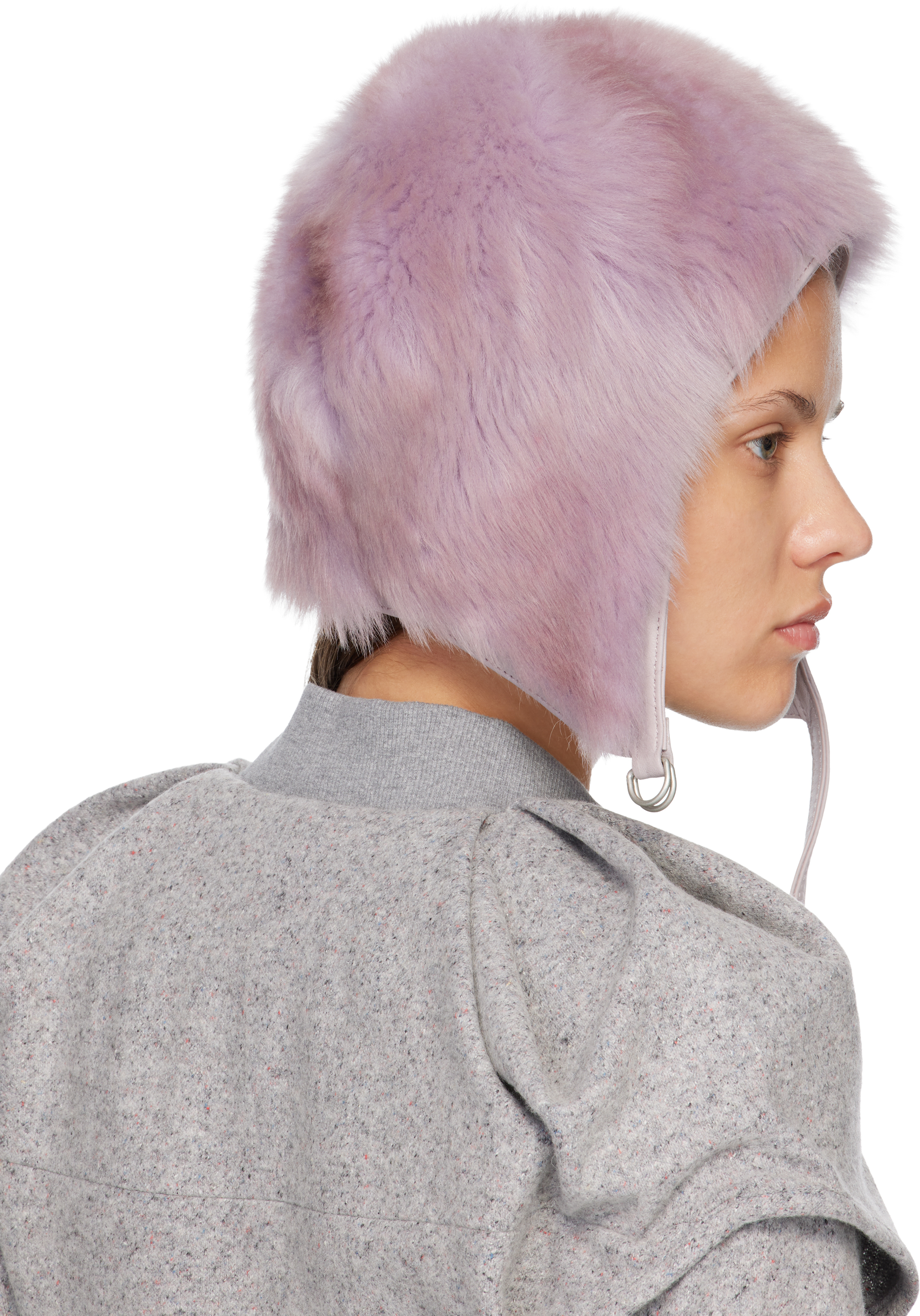 Acne Studios Purple Shearling Hat In Brown