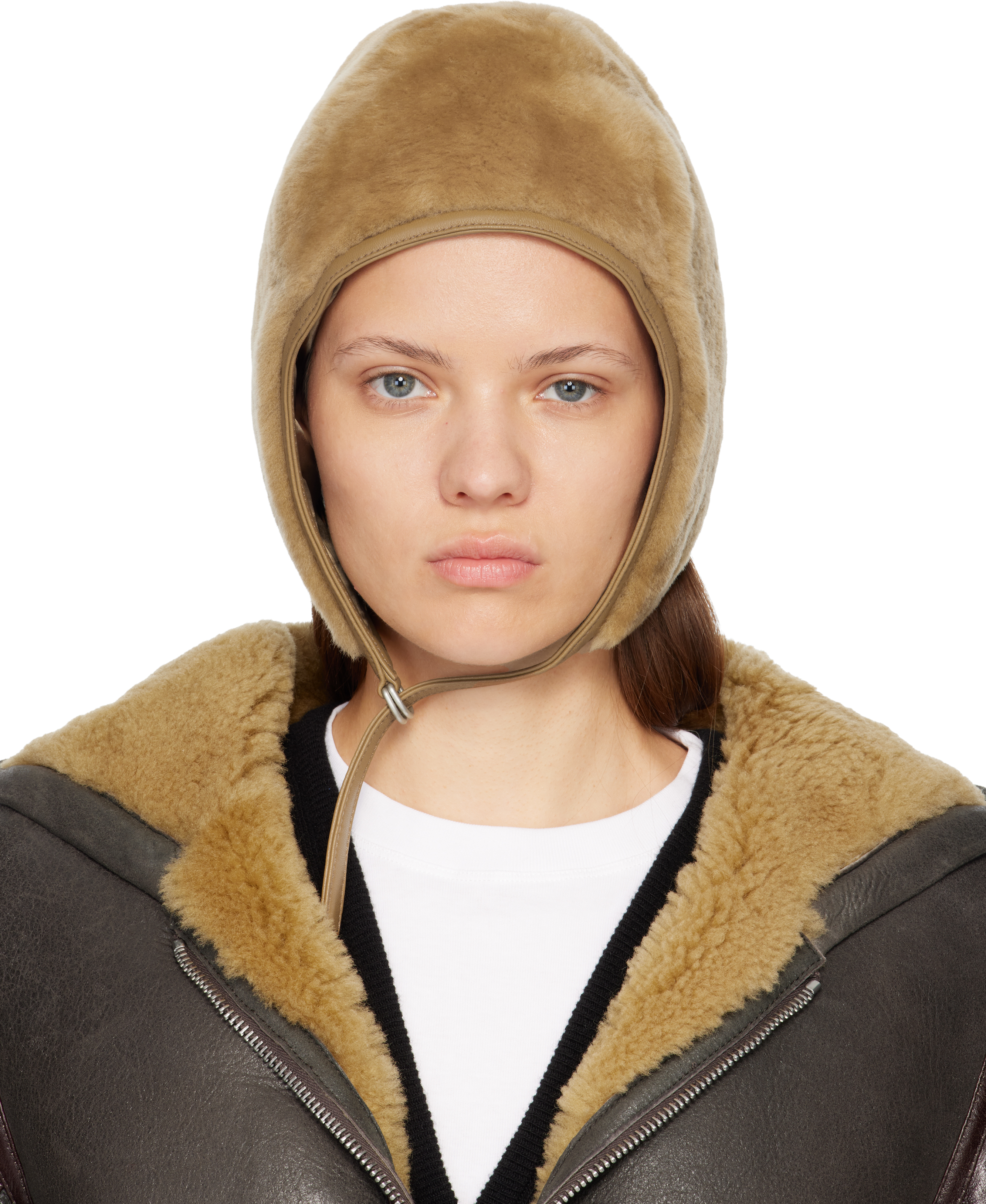 Acne Studios Brown Shearling Hat In Brown