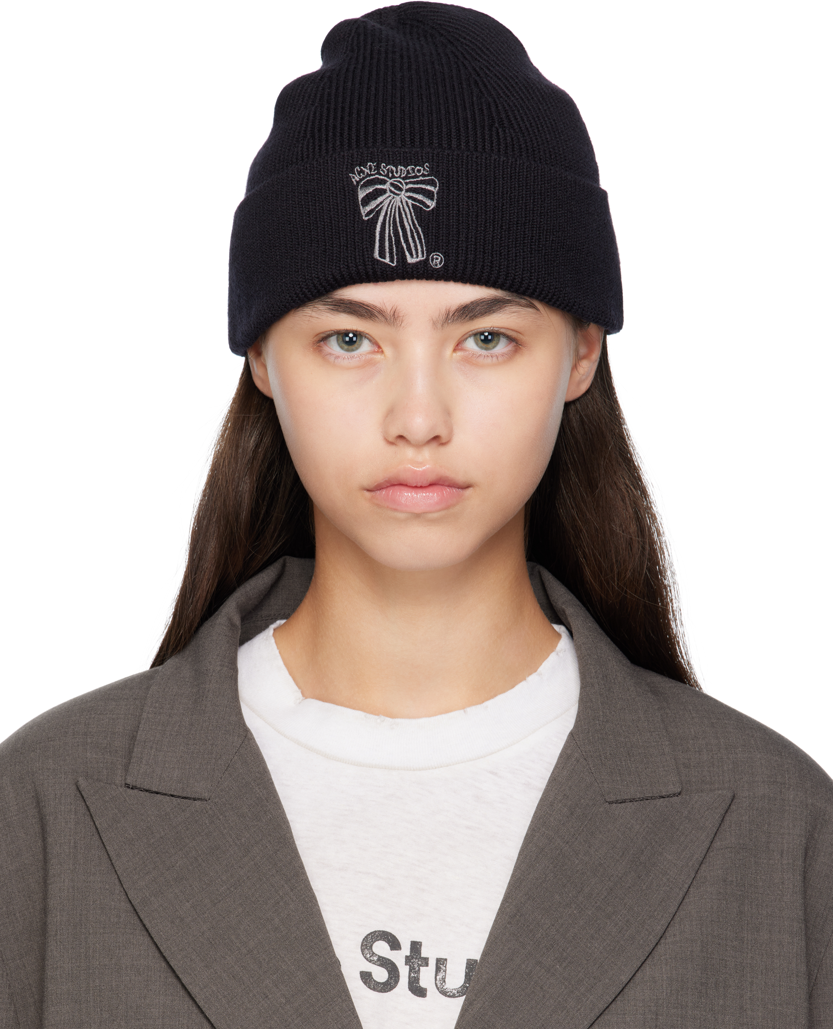 acne studios フラッフィーハット ベージュ Acne Studios - Fluffy square beanie - White