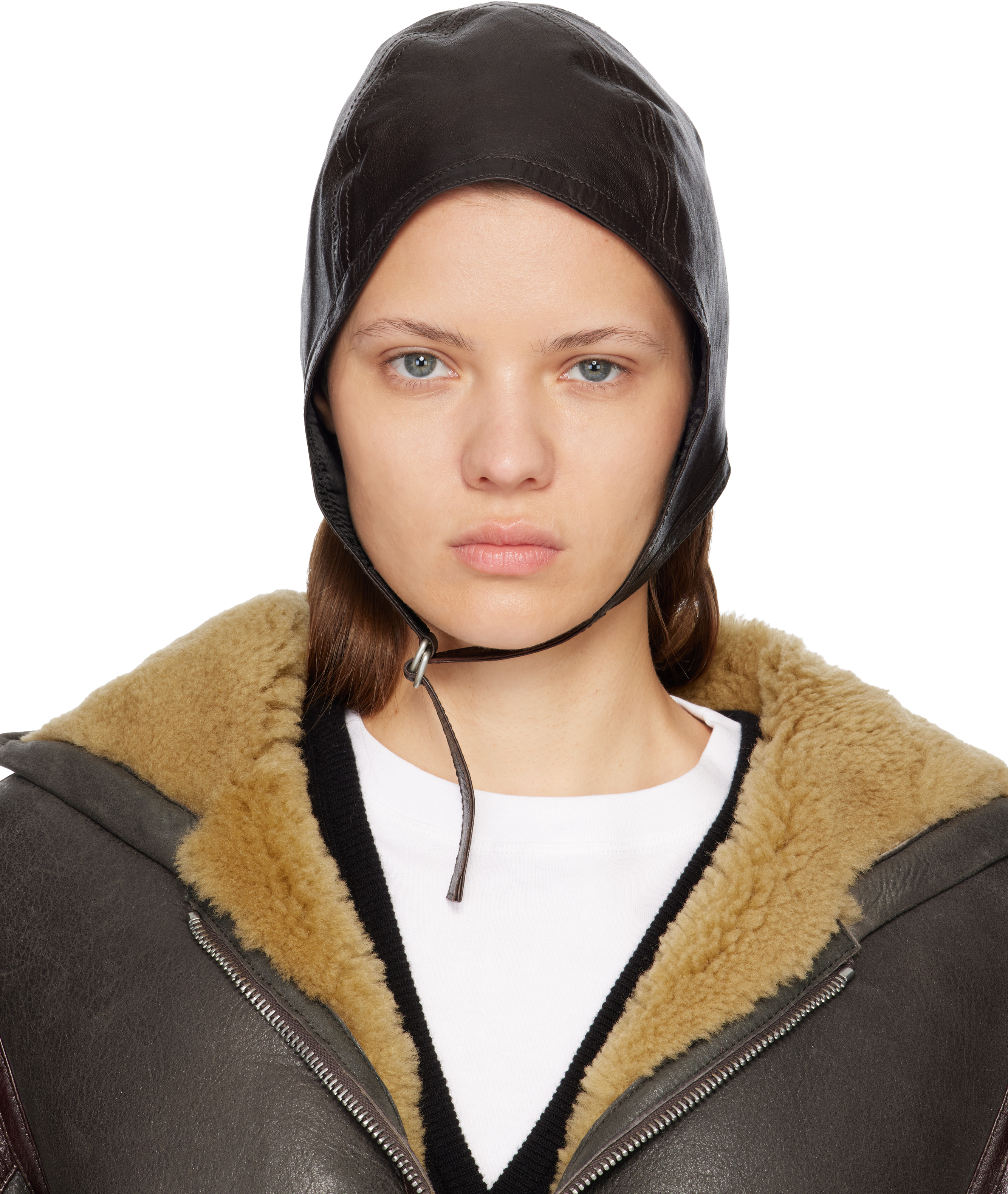 Acne Studios Brown Lambskin Hat In Brown